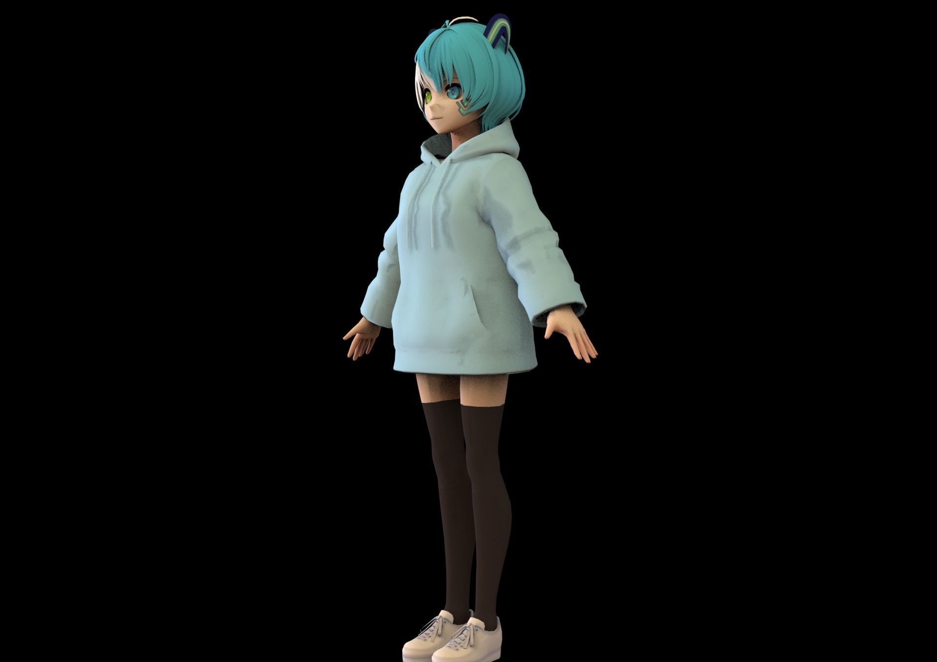 game ready Low Poly Anime Character 15 Low-poly 3D model_5