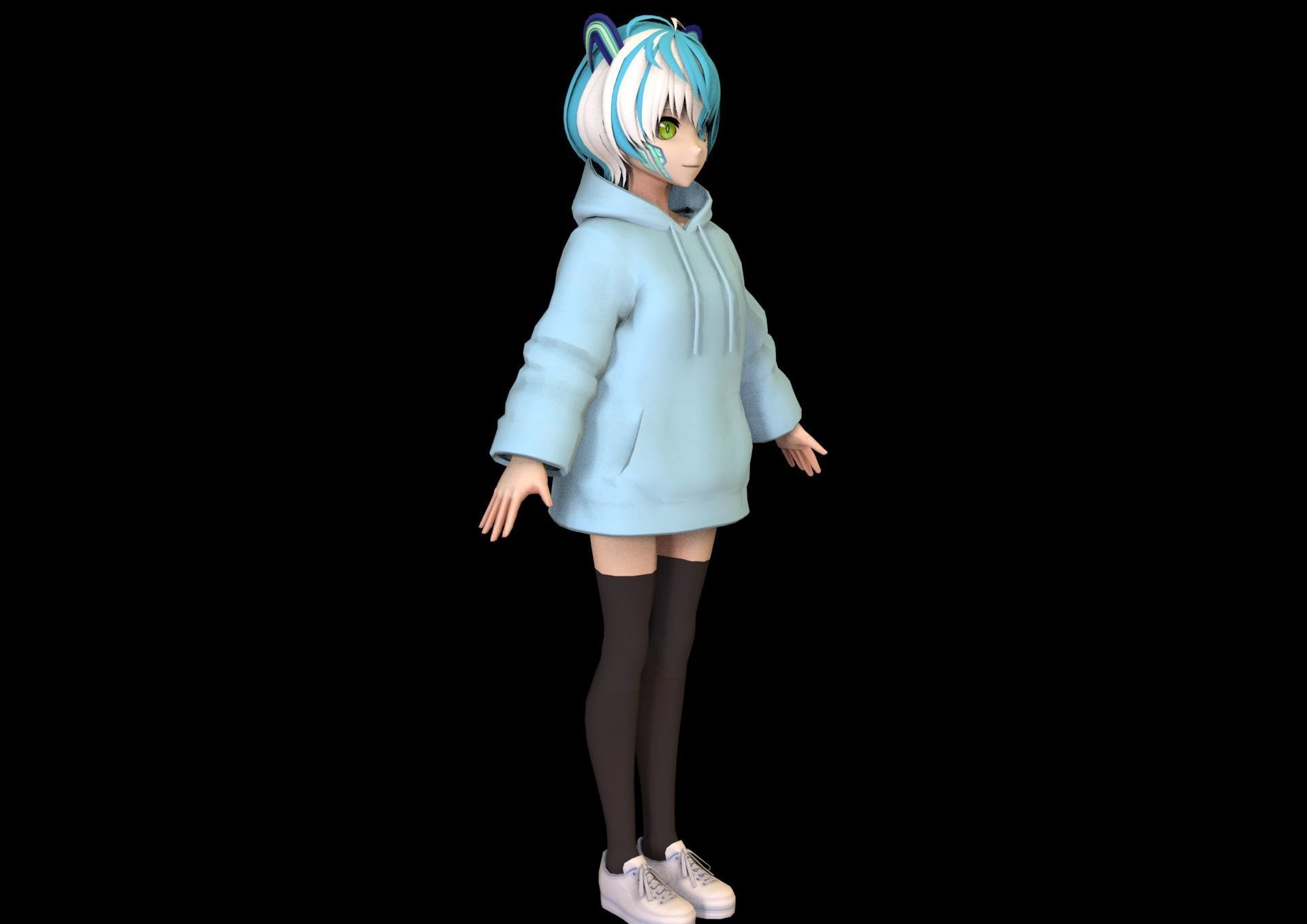 game ready Low Poly Anime Character 15 Low-poly 3D model_2