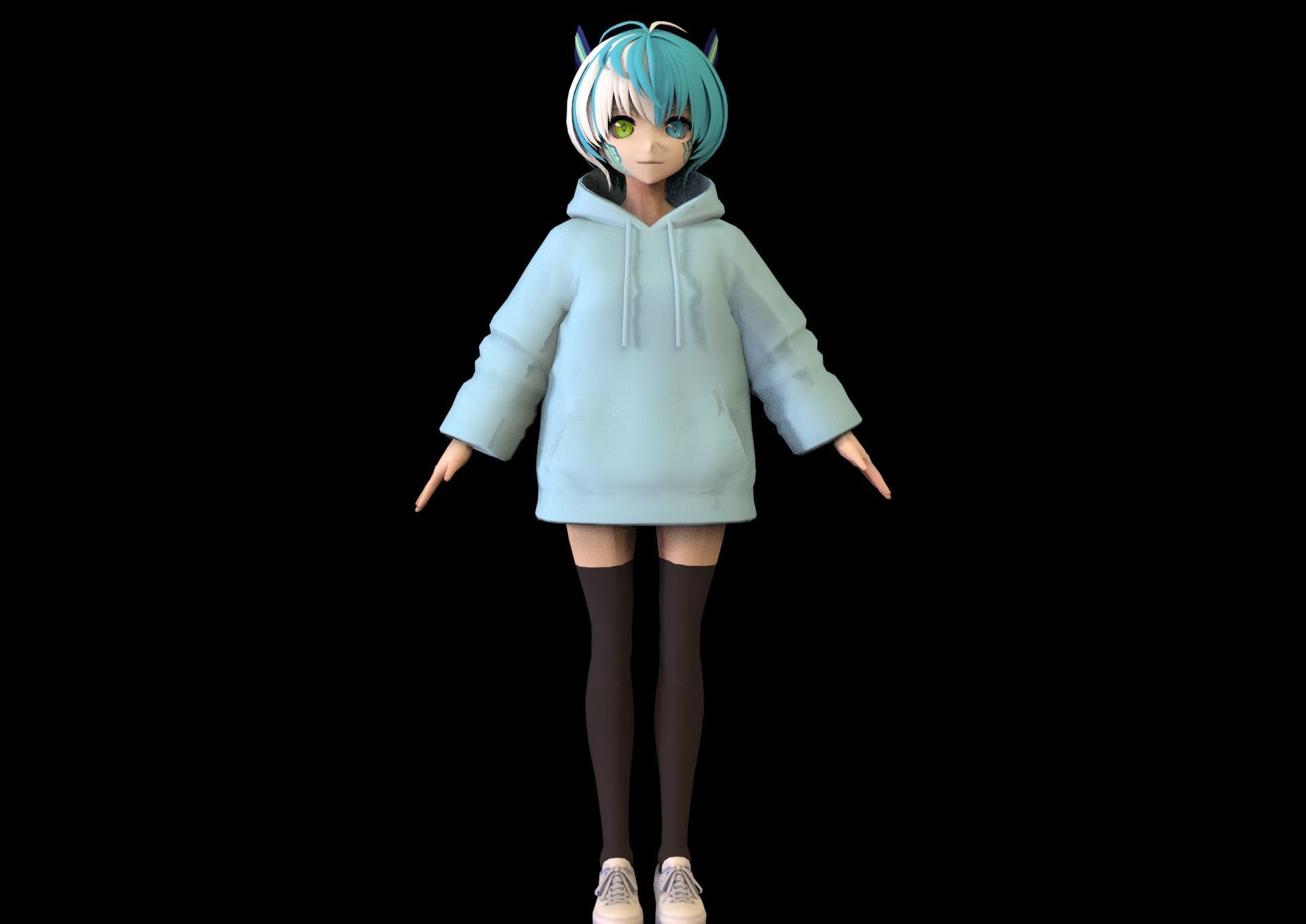 game ready Low Poly Anime Character 15 Low-poly 3D model_1