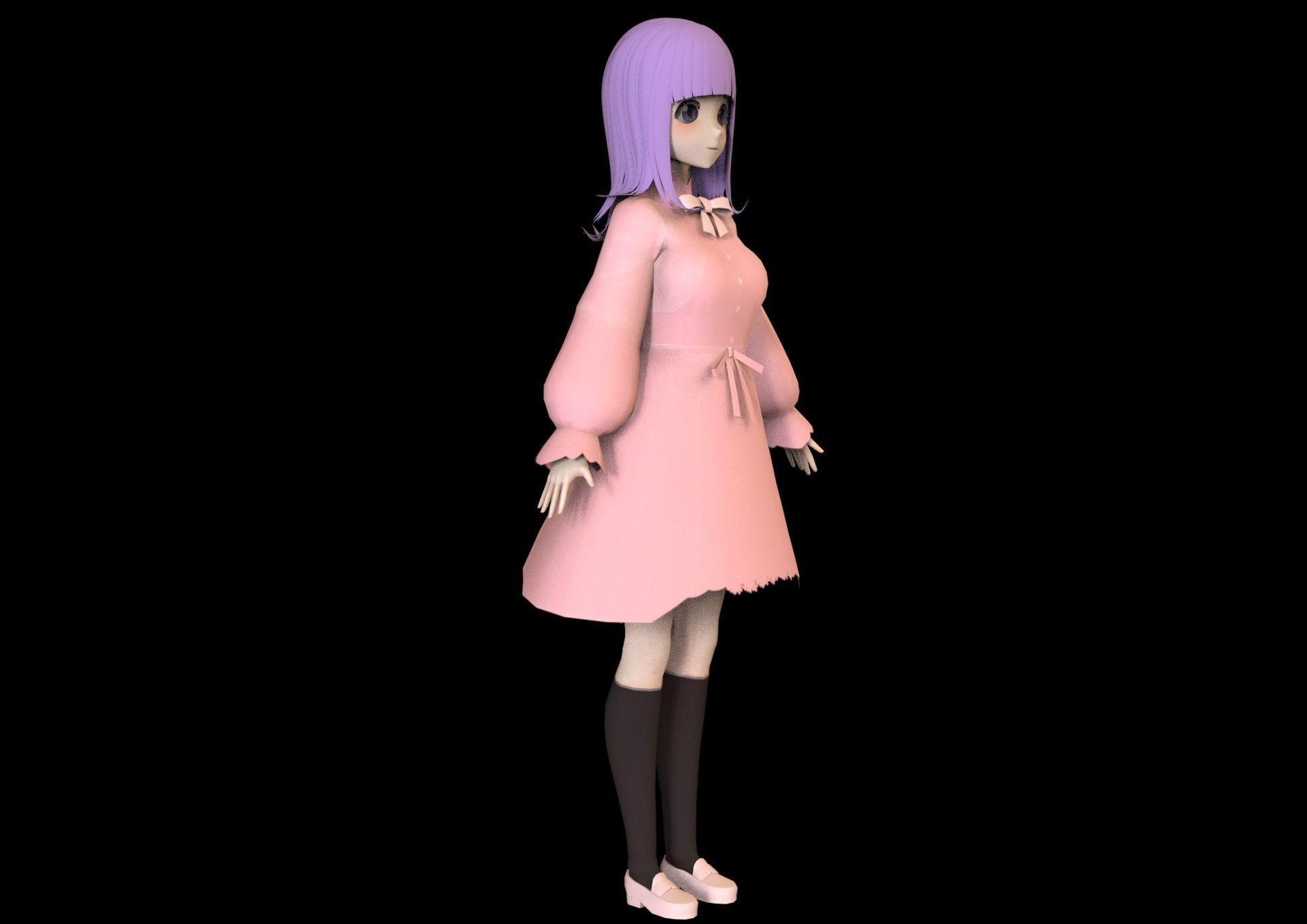 game ready Low Poly Anime Character 16 Low-poly 3D model_2