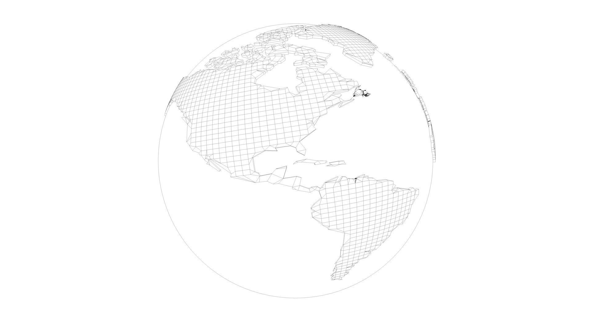 Simple schematic globe - two versions Low-poly 3D model_5