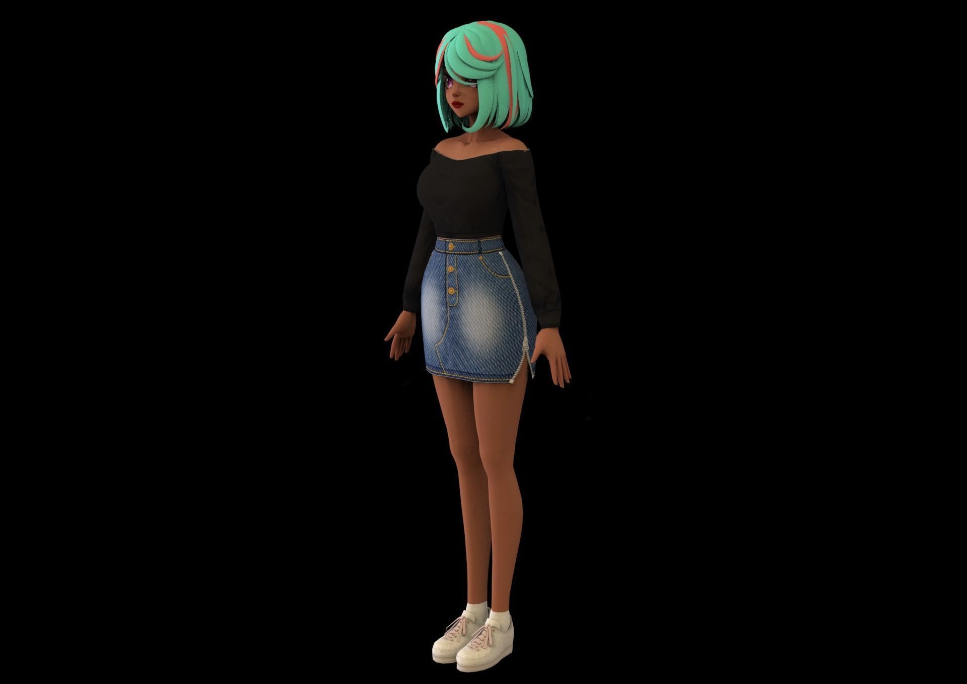 game ready Low Poly Anime Character 17 Low-poly 3D model_5