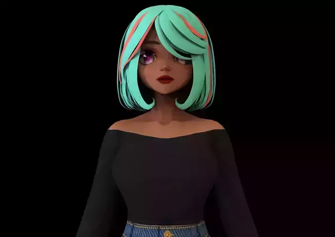 game ready Low Poly Anime Character 17 Low-poly 3D model