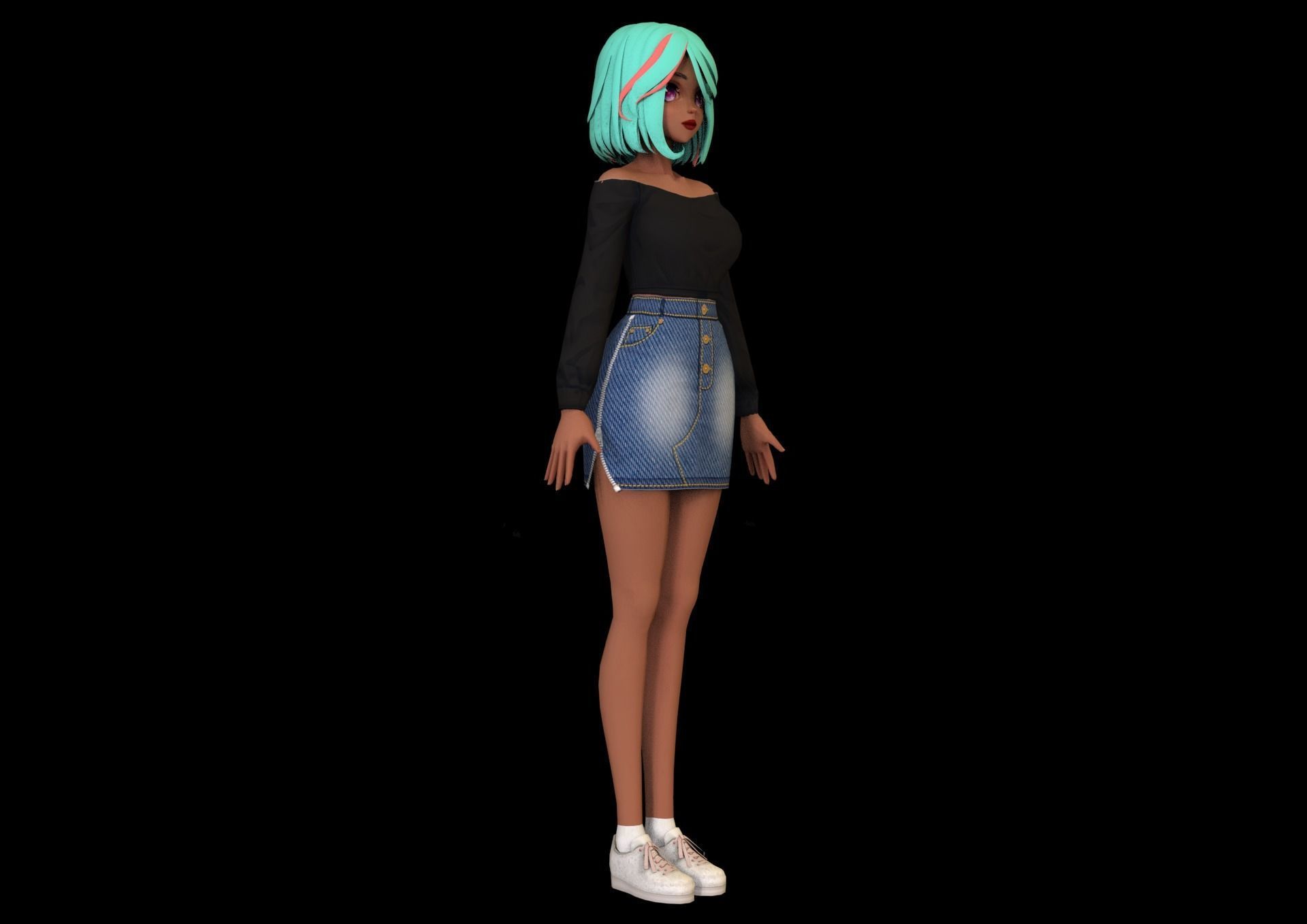 game ready Low Poly Anime Character 17 Low-poly 3D model_2