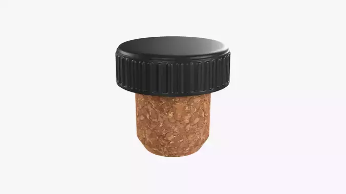 Cork and plastic bottle cap 3D model