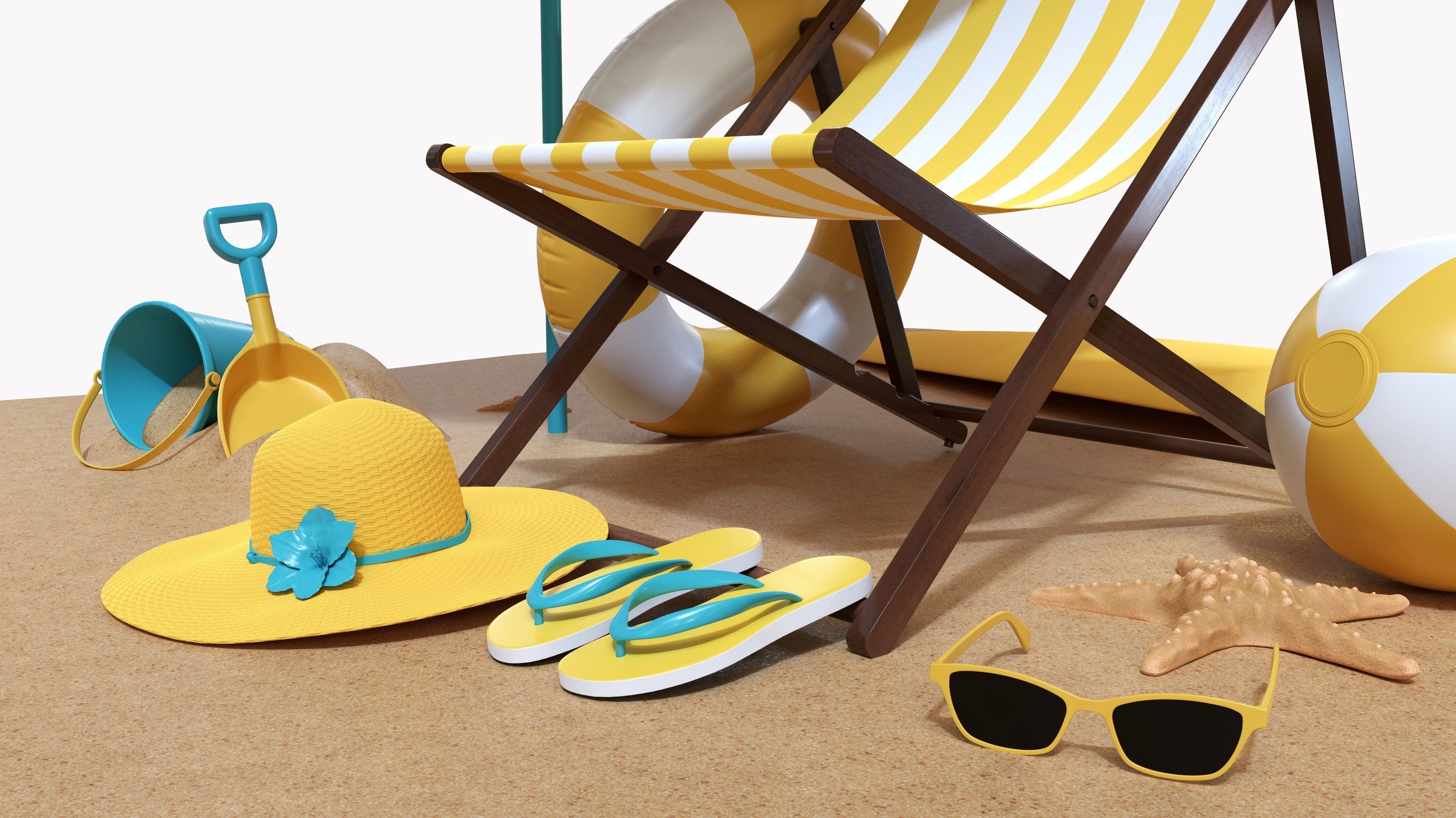 Beach composition 02 3D model_7