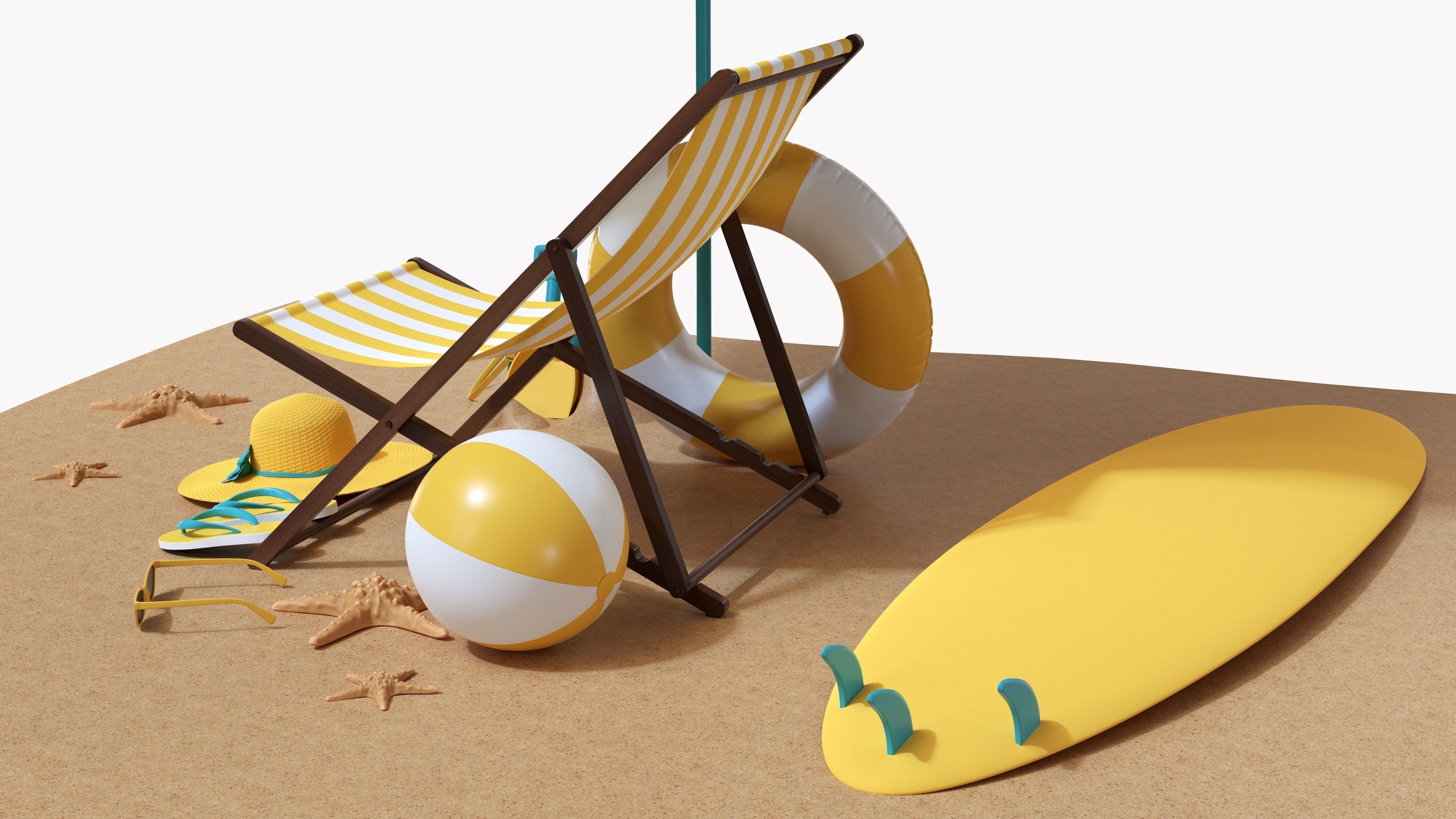 Beach composition 02 3D model_5