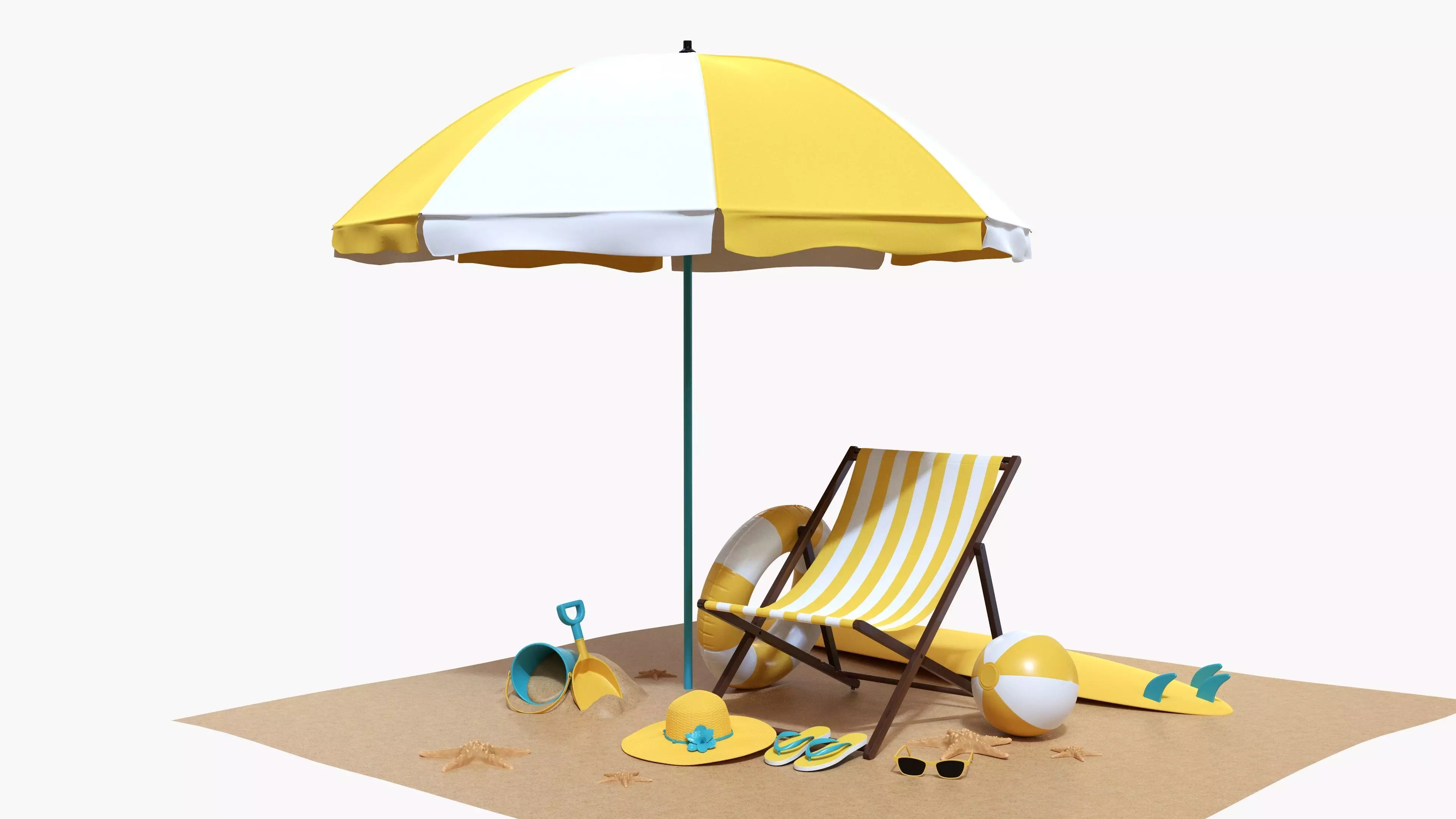 Beach composition 02 3D model_0