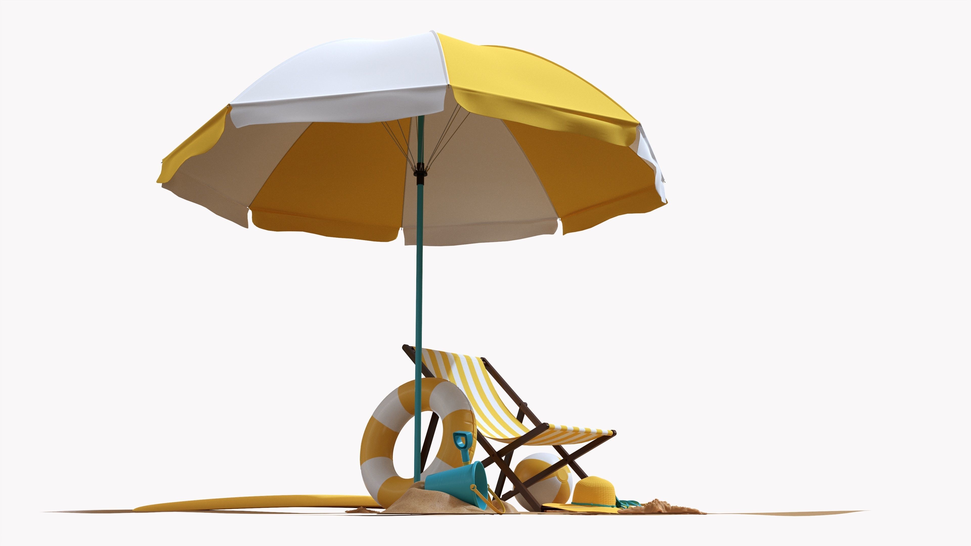Beach composition 02 3D model_2