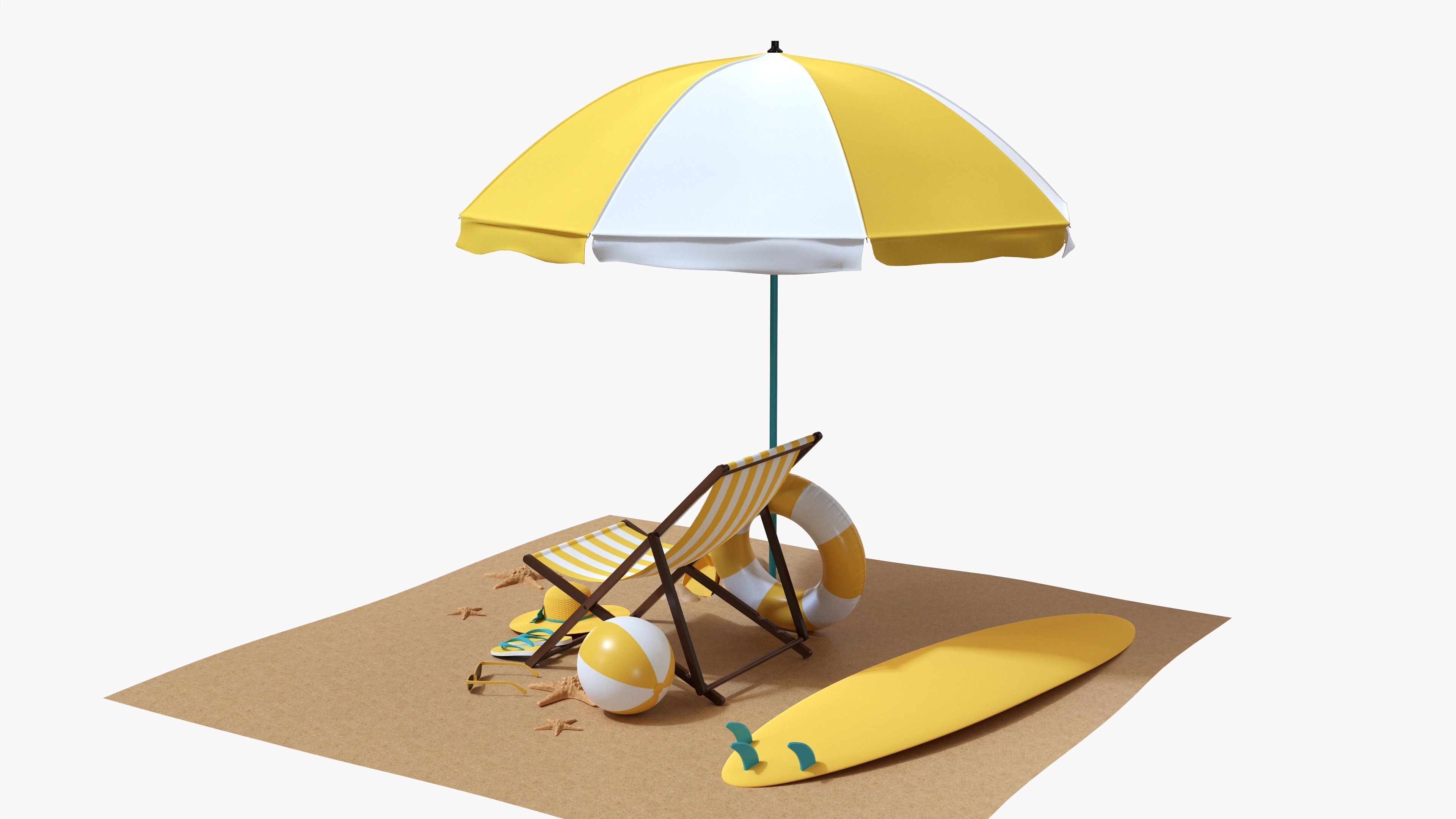 Beach composition 02 3D model_1