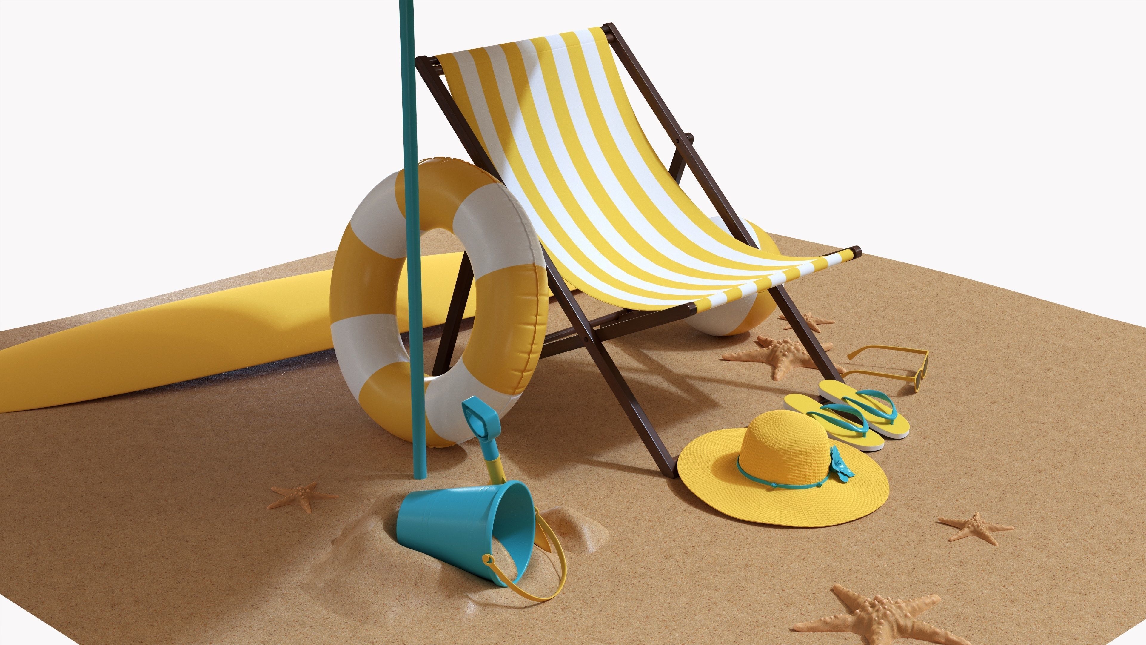 Beach composition 02 3D model_4