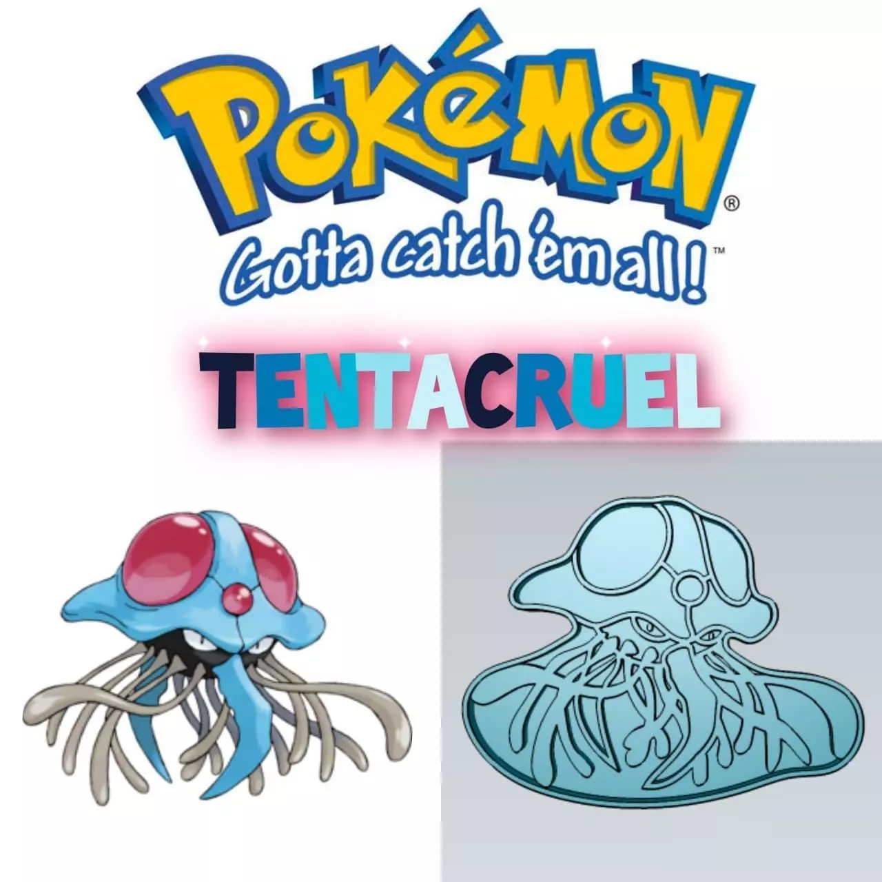 Amazing Pokemon Tentacruel Cookie Cutter Stamp Cake Decorating 3D model