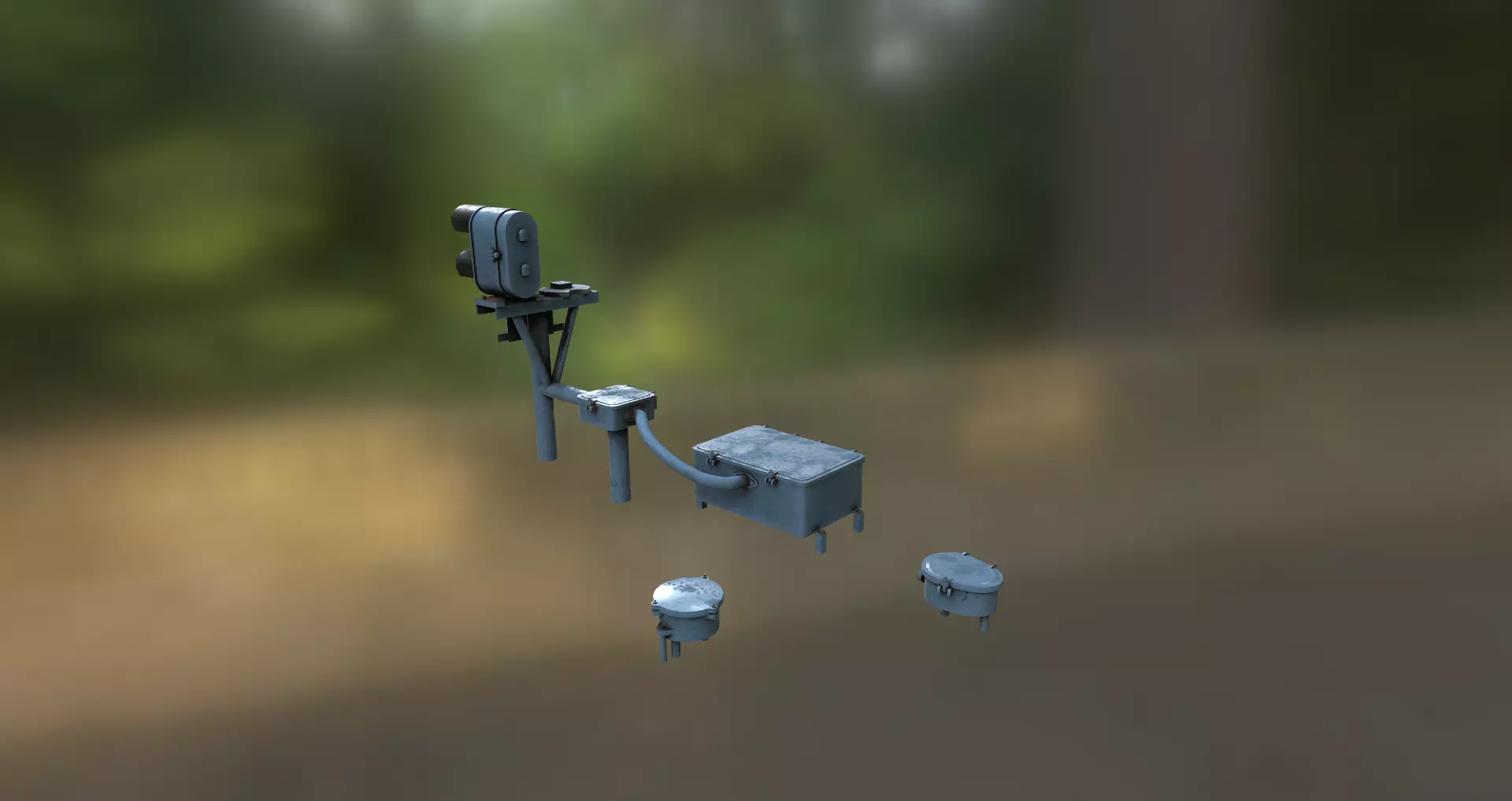 Cable gland and railway traffic light Low-poly 3D model