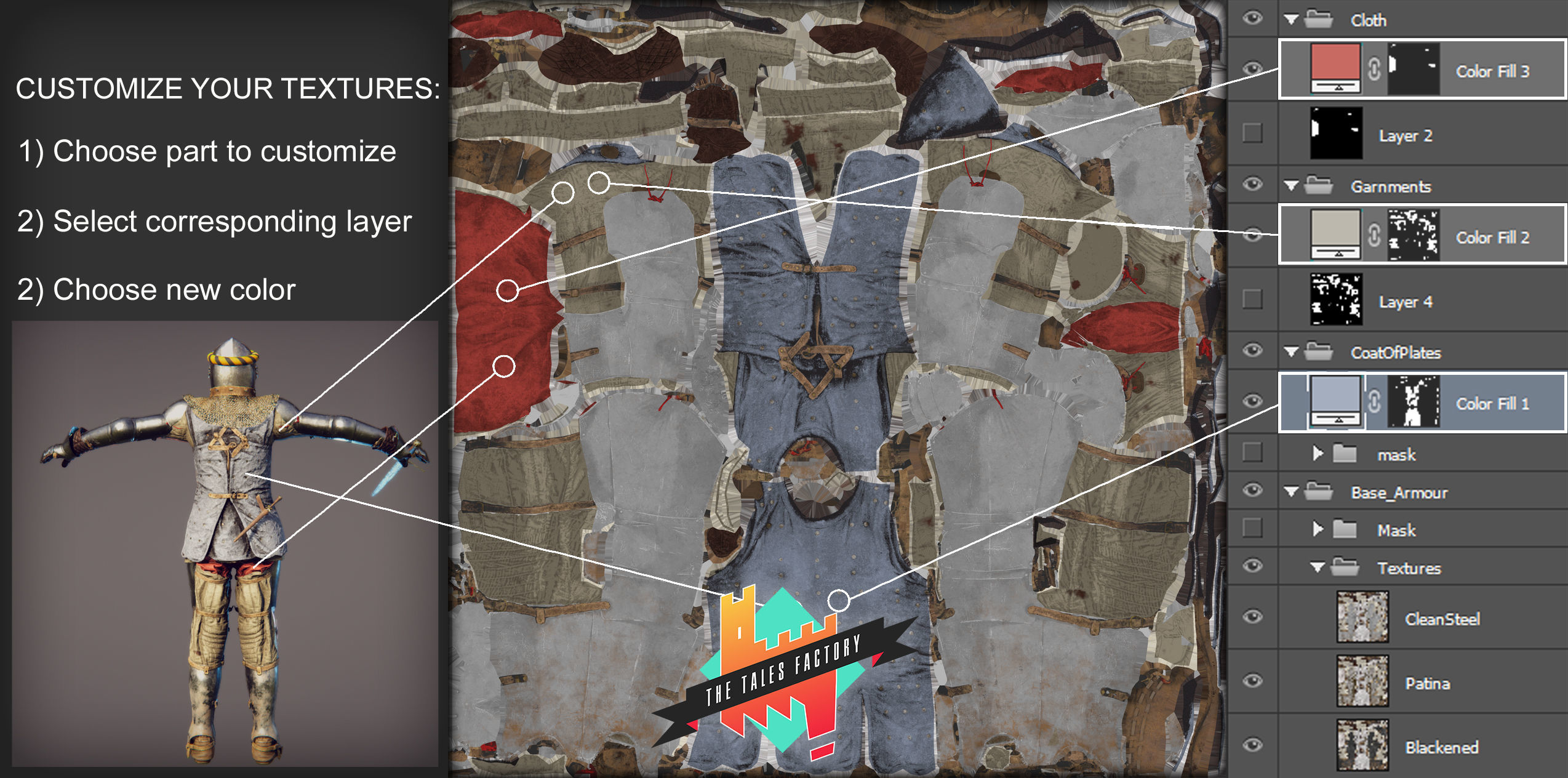 Knighthood Photoscanned Modular Knights Low-poly 3D model_16