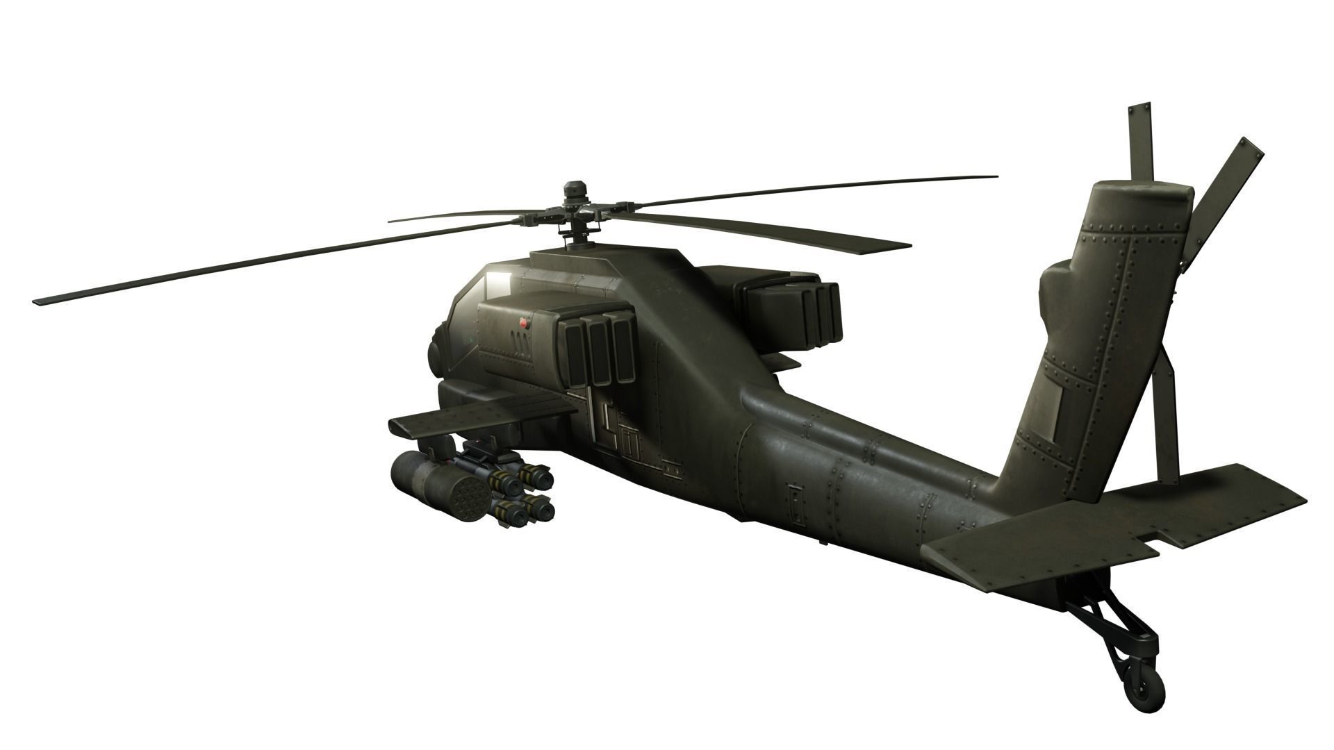 Helicopter military Low-poly 3D model_1