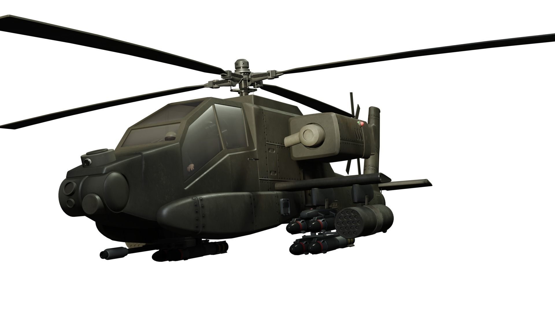 Helicopter military Low-poly 3D model_2