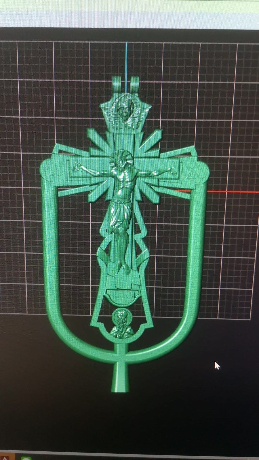 Cross pendant gold 3D print model_3