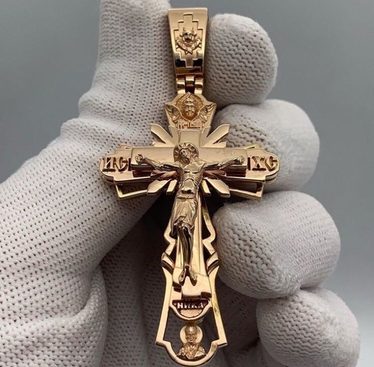 Cross pendant gold 3D print model_5