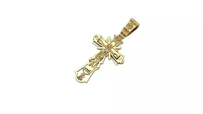 Cross pendant gold 3D print model