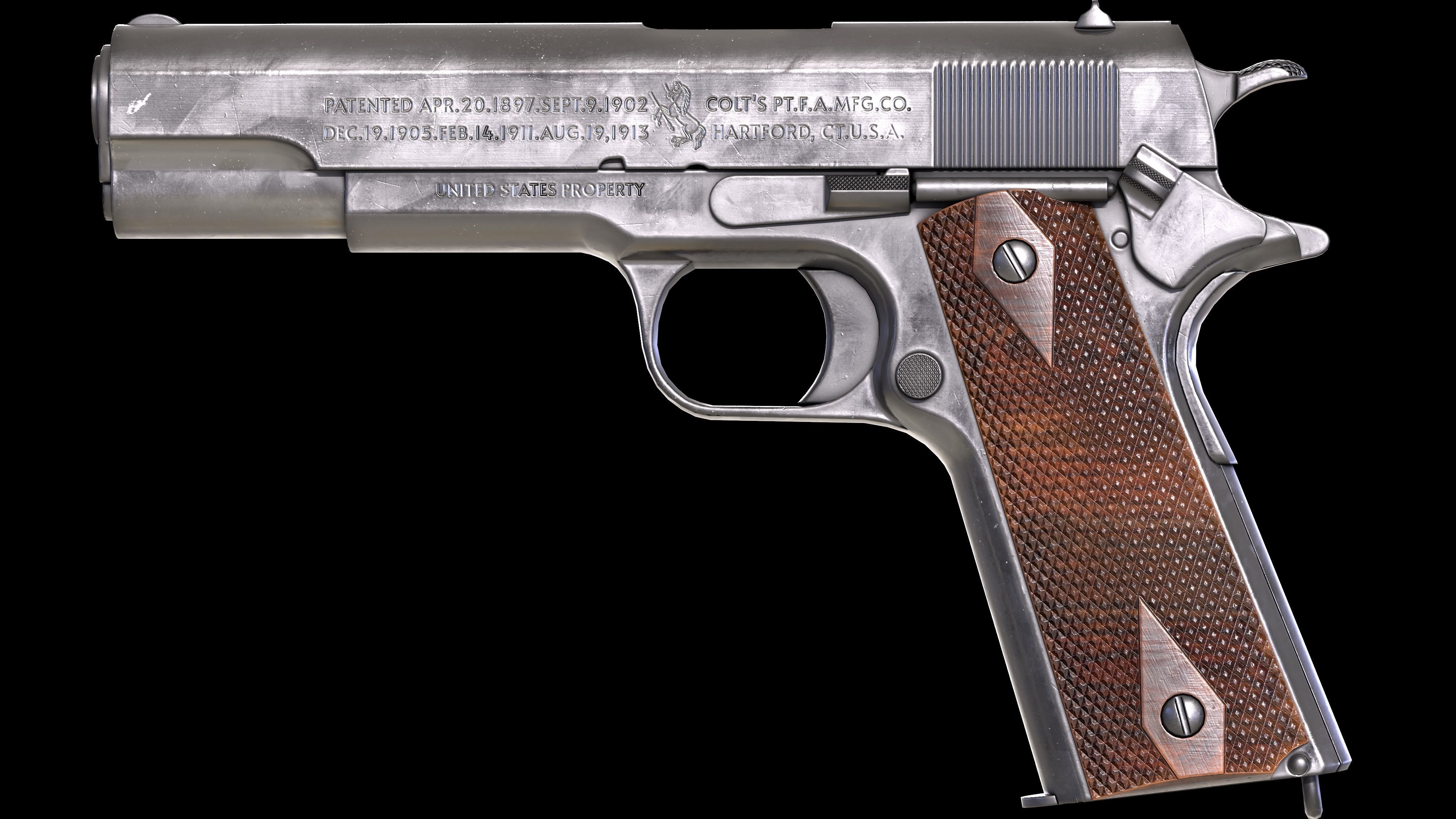 Colt M1911 PBR Worn Low-poly 3D model_6