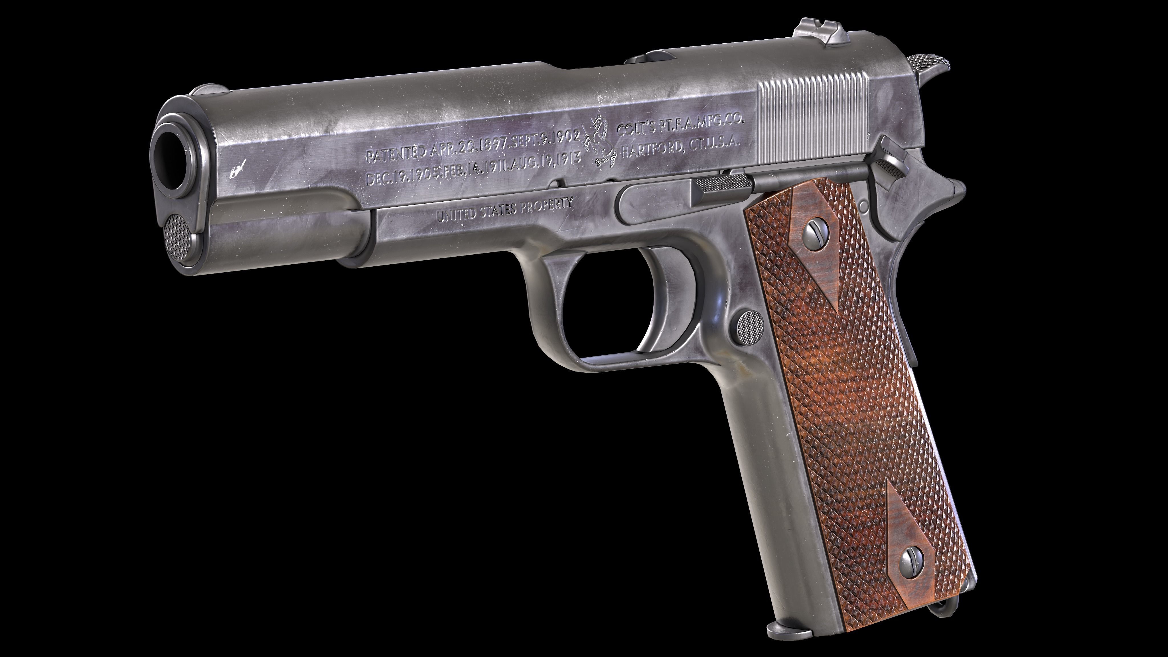 Colt M1911 PBR Worn Low-poly 3D model_2