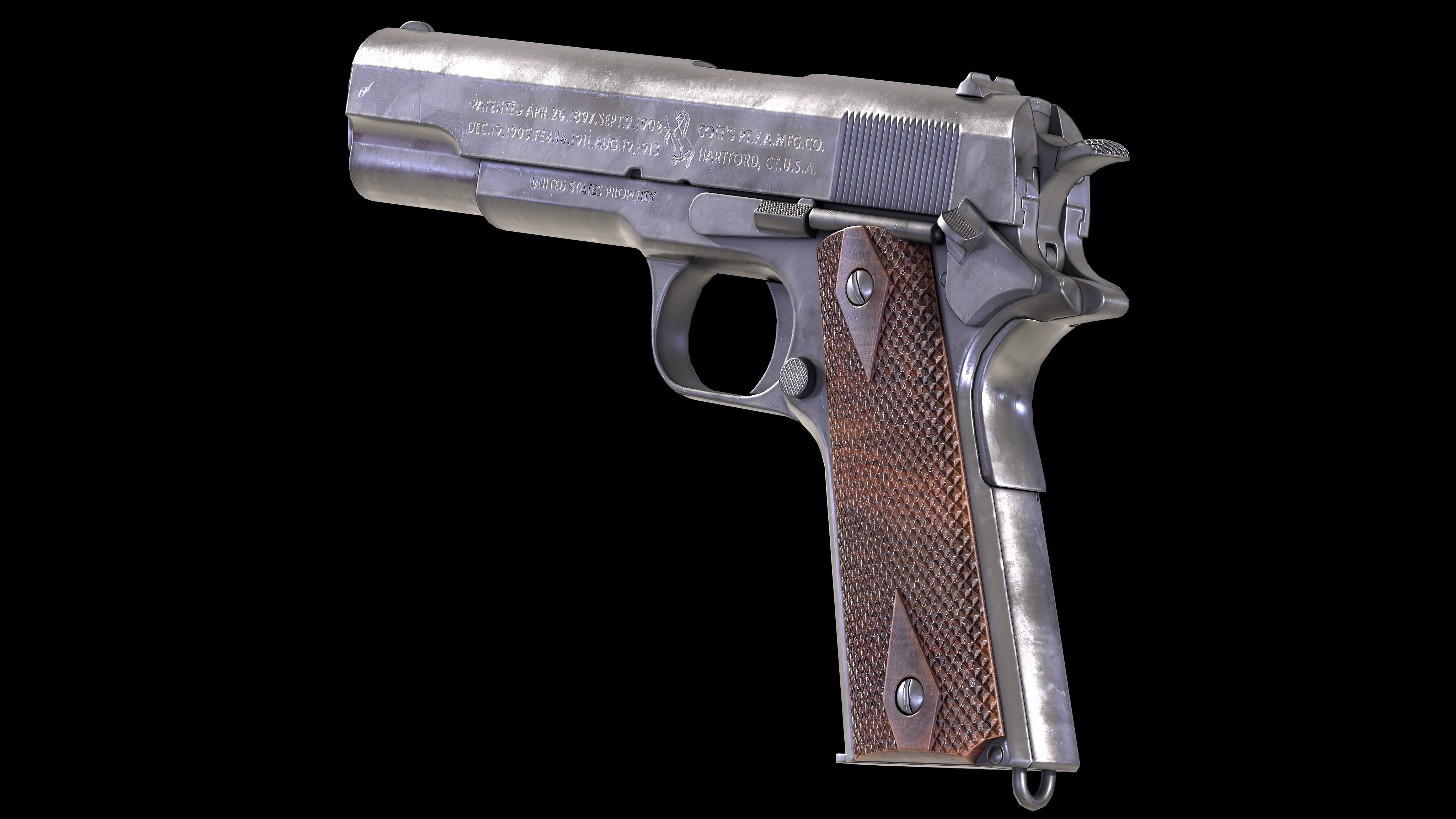 Colt M1911 PBR Worn Low-poly 3D model_3