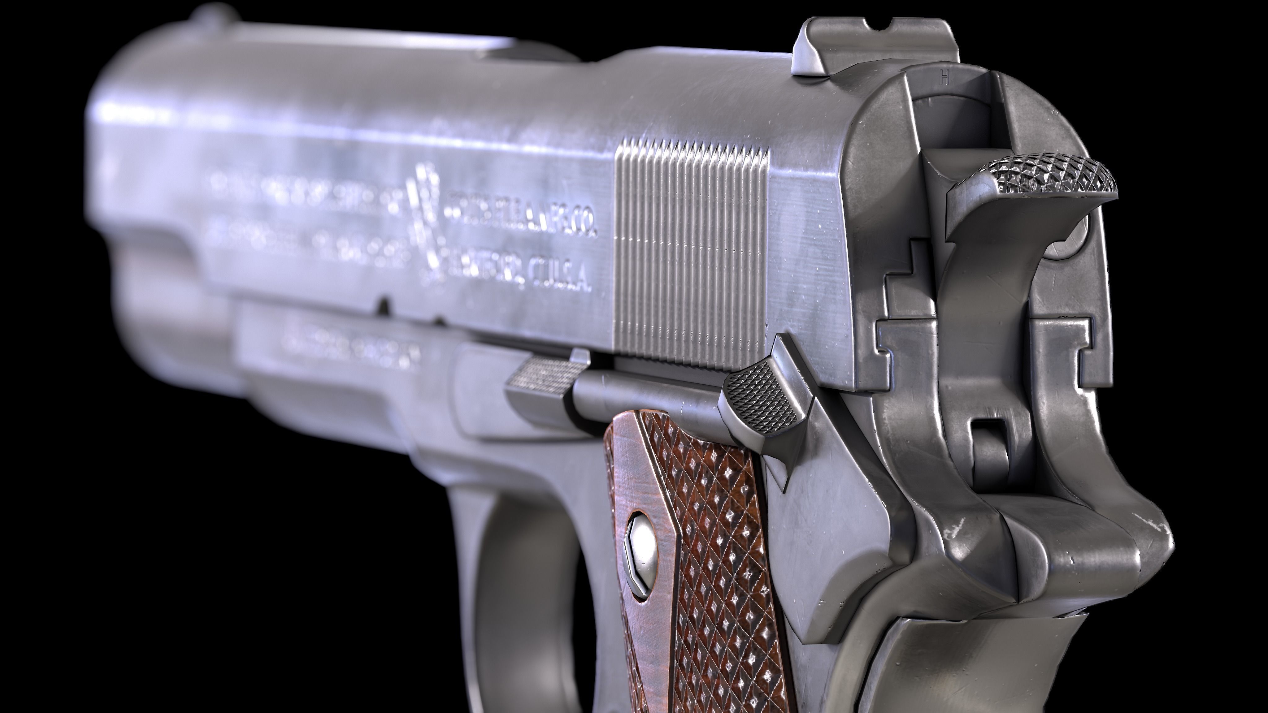 Colt M1911 PBR Worn Low-poly 3D model_1