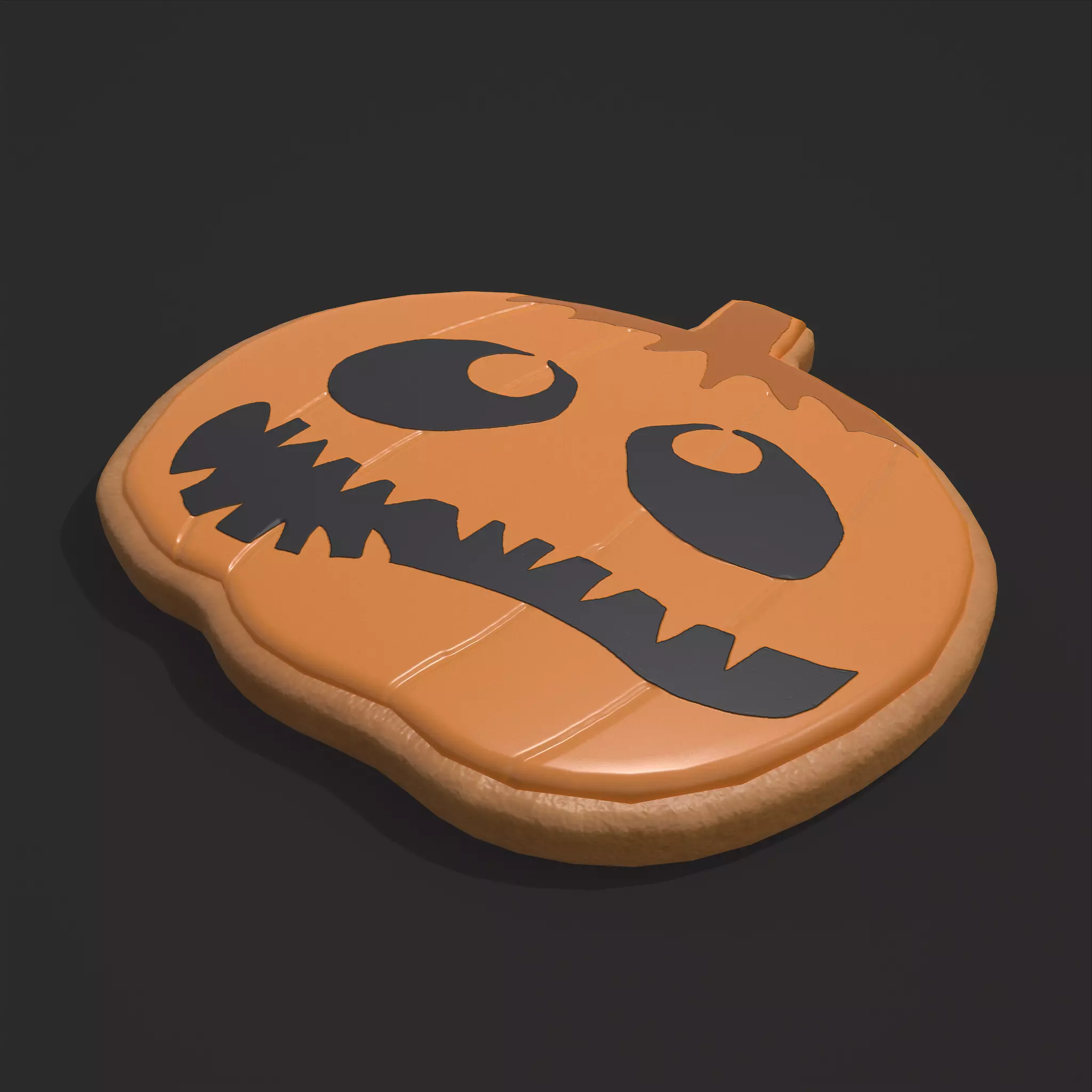 Pumpkin Cookie Teethed Face Low-poly 3D model_0