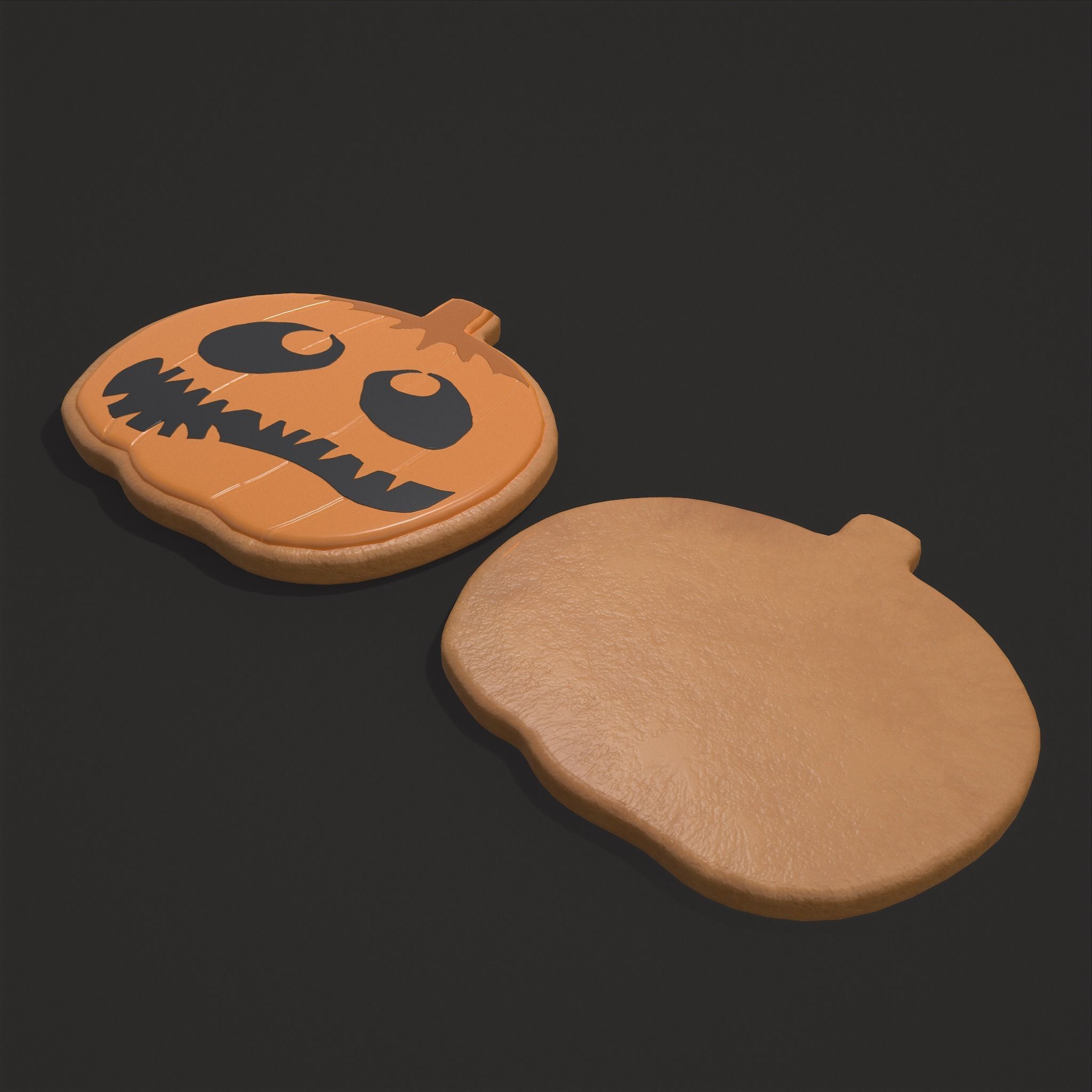 Pumpkin Cookie Teethed Face Low-poly 3D model_4