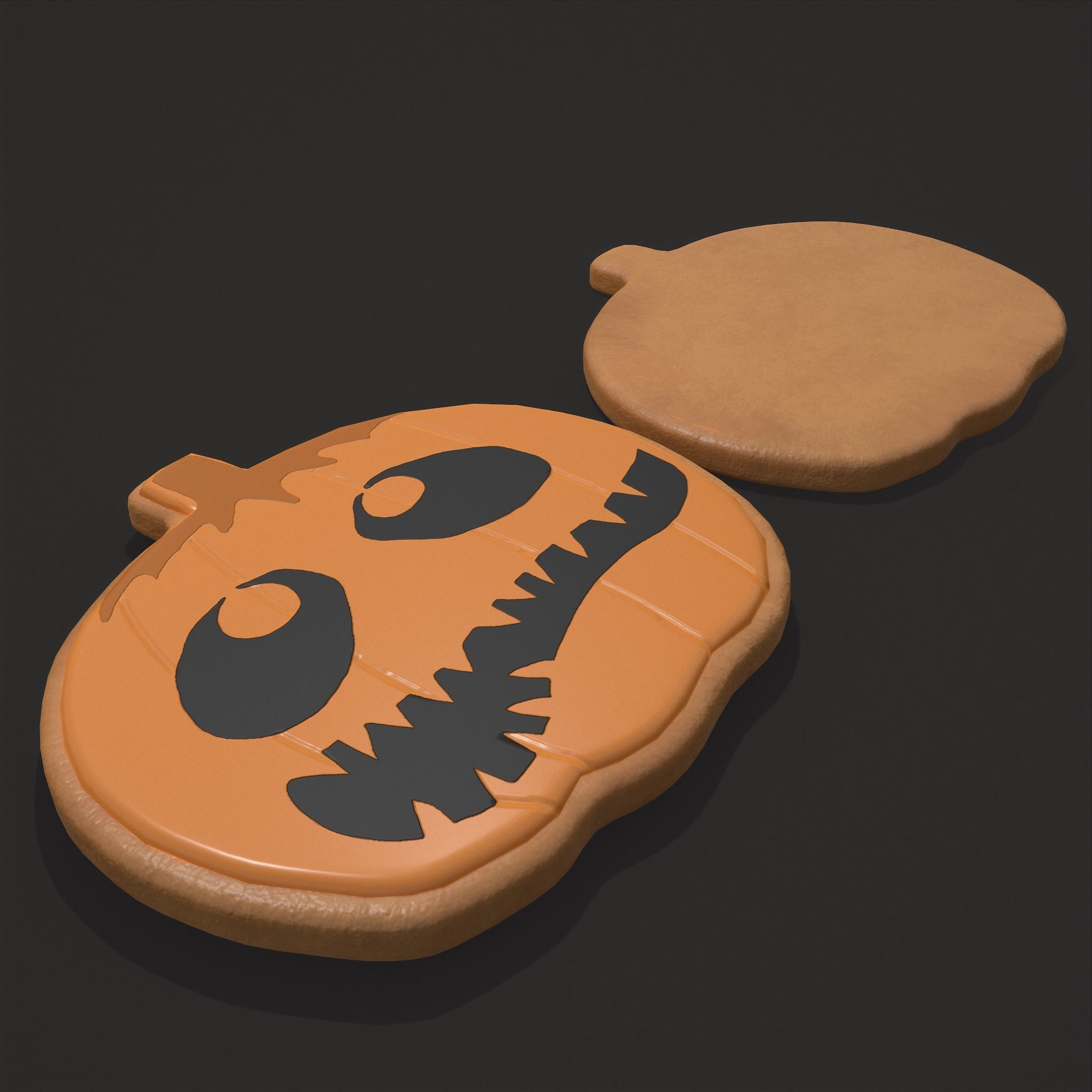Pumpkin Cookie Teethed Face Low-poly 3D model_2