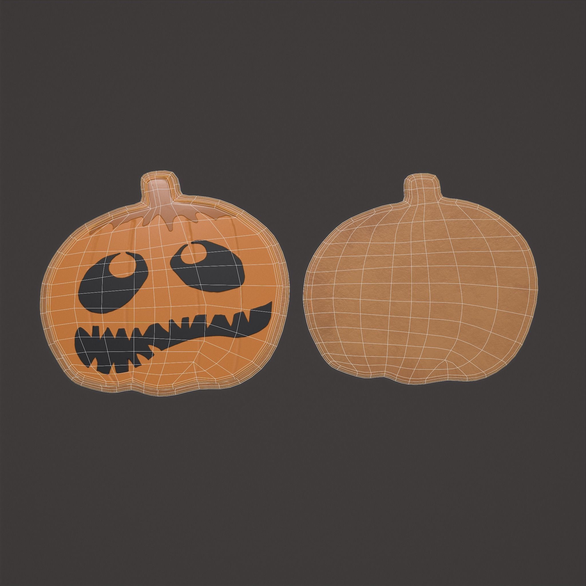 Pumpkin Cookie Teethed Face Low-poly 3D model_24