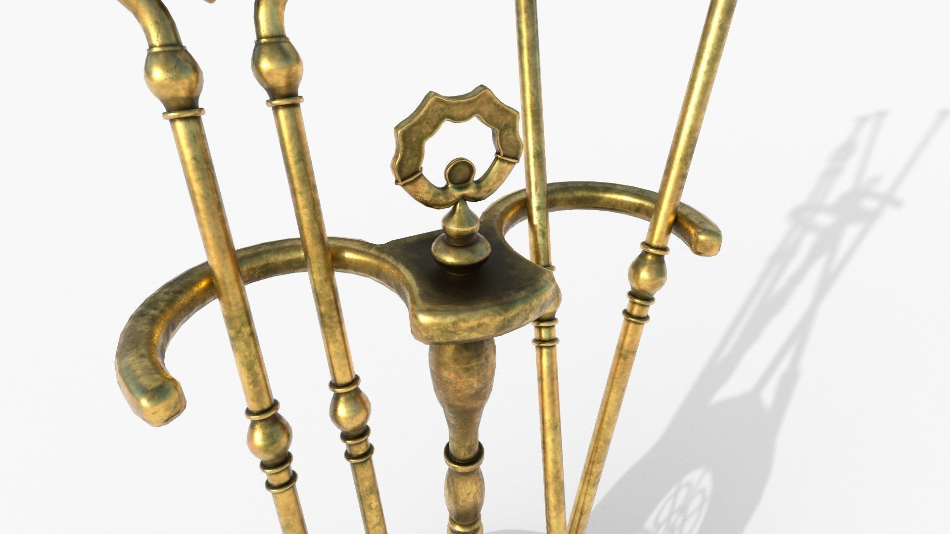 Fireplace tools Low-poly 3D model_7