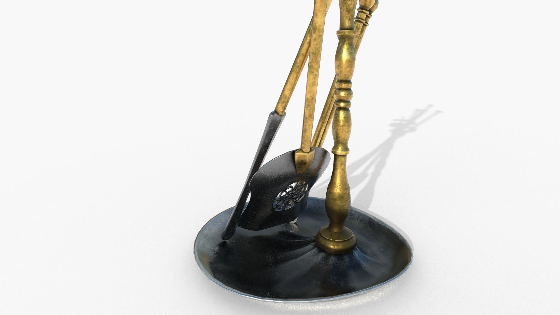 Fireplace tools Low-poly 3D model_5