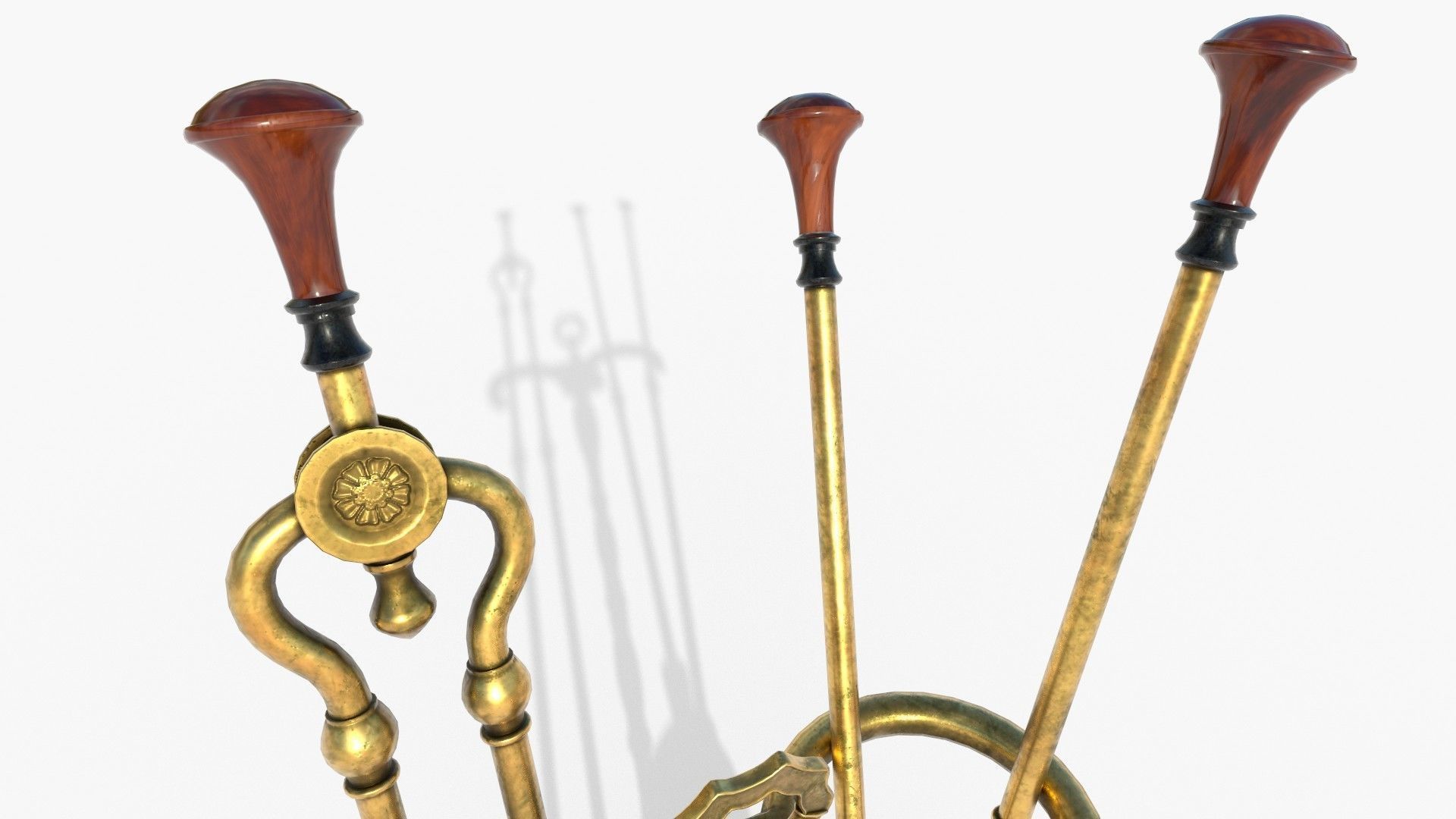 Fireplace tools Low-poly 3D model_8