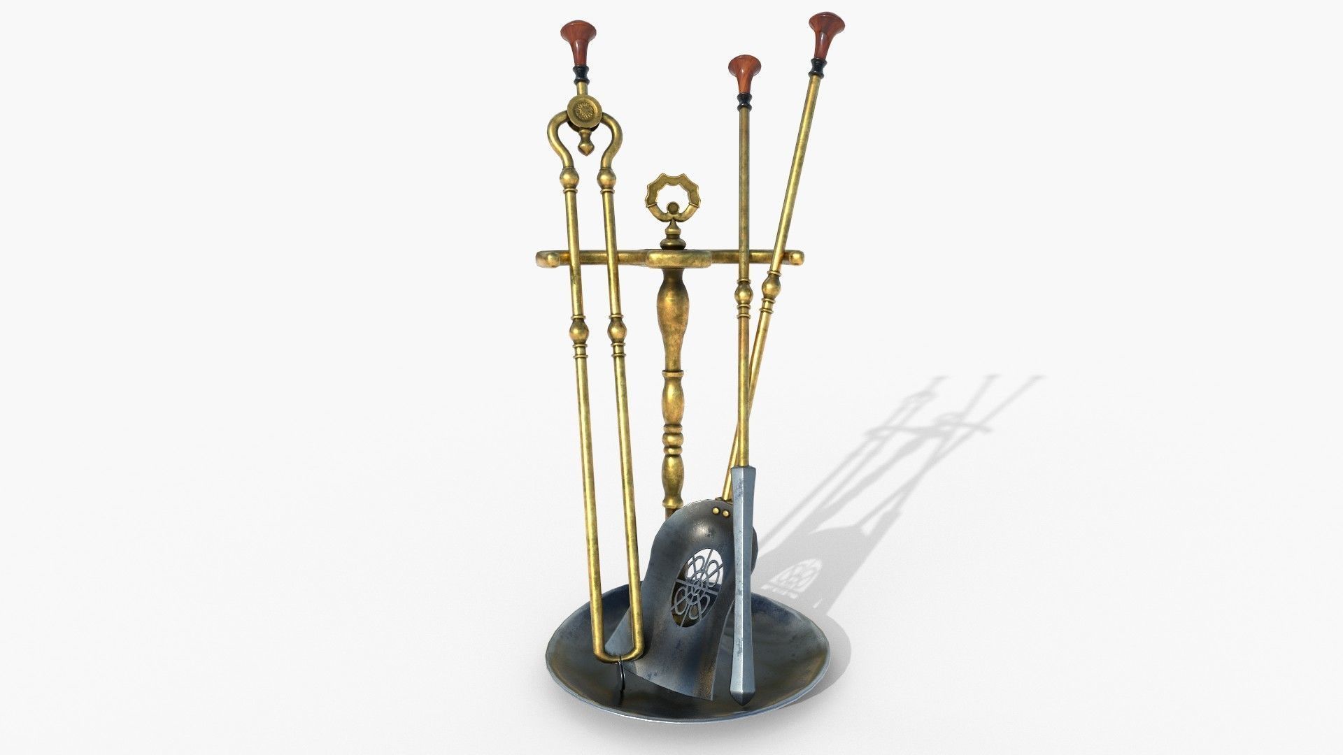 Fireplace tools Low-poly 3D model_1