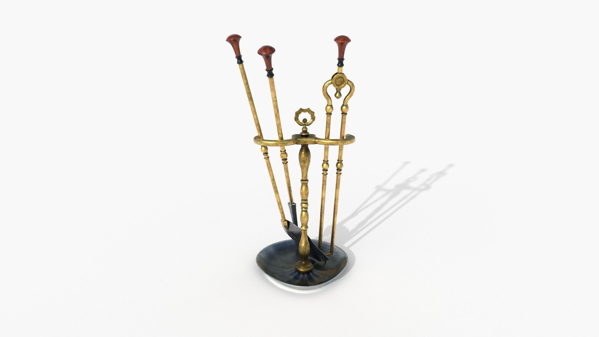 Fireplace tools Low-poly 3D model_2
