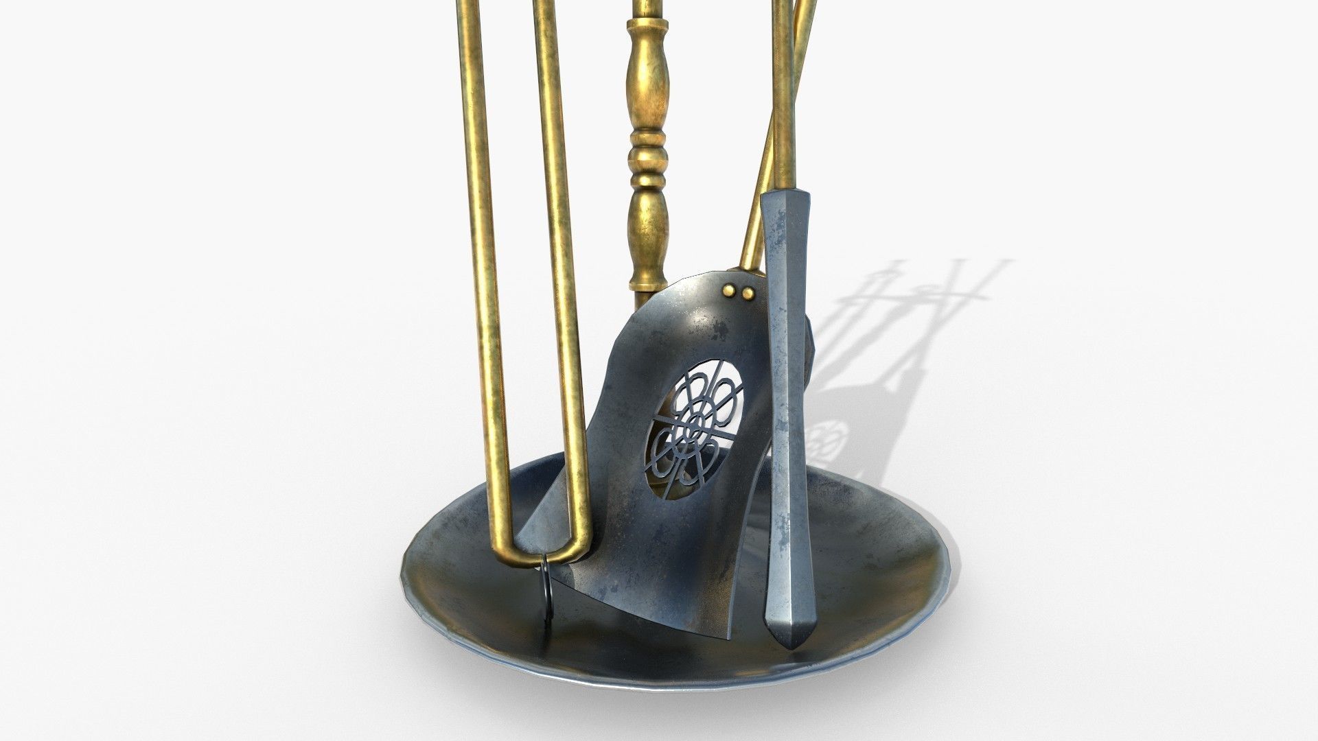 Fireplace tools Low-poly 3D model_6
