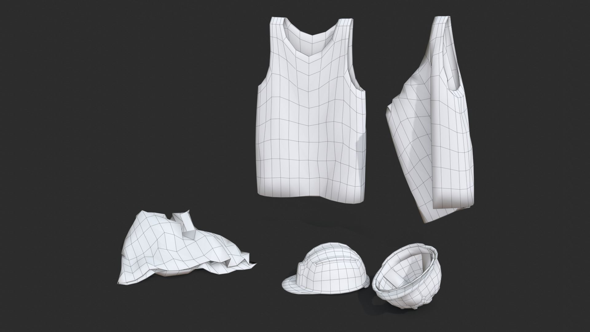 Safety Equipments Set 01 Low-poly 3D model_9