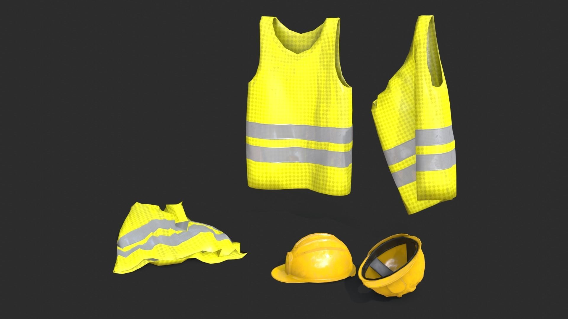 Safety Equipments Set 01 Low-poly 3D model_2