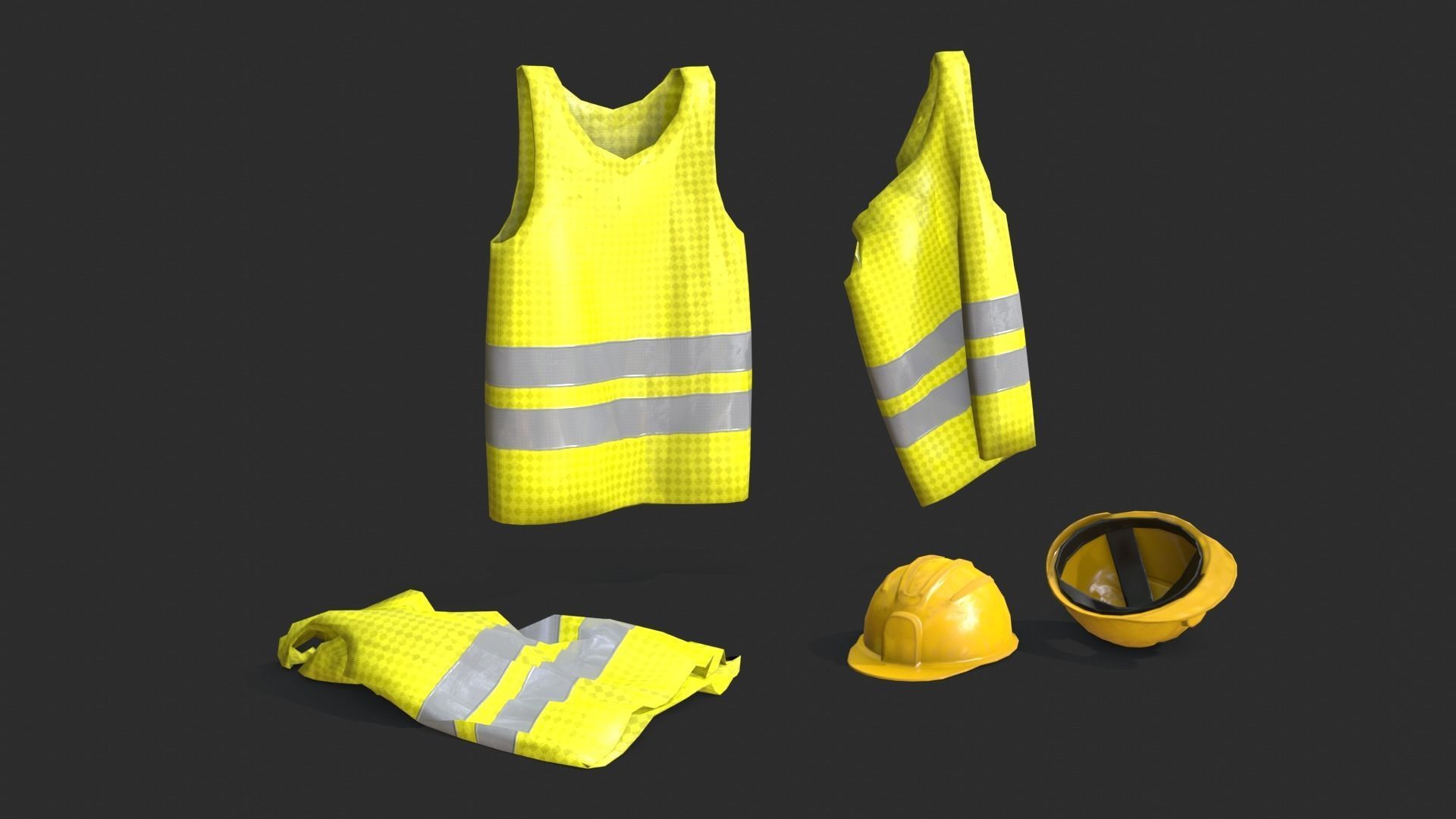 Safety Equipments Set 01 Low-poly 3D model_1