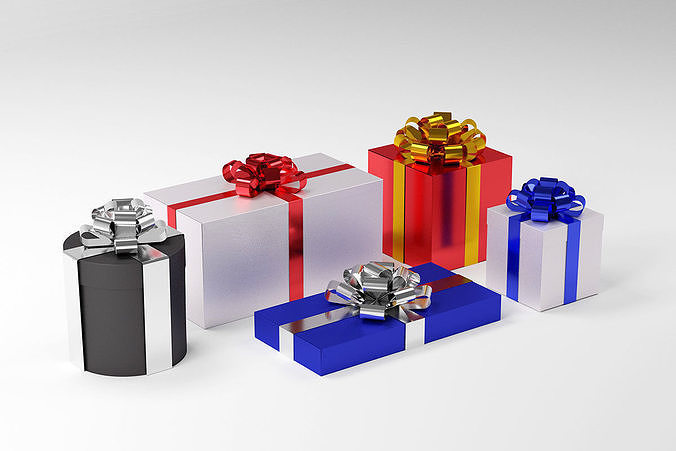 Gift Box Set Low-poly 3D model