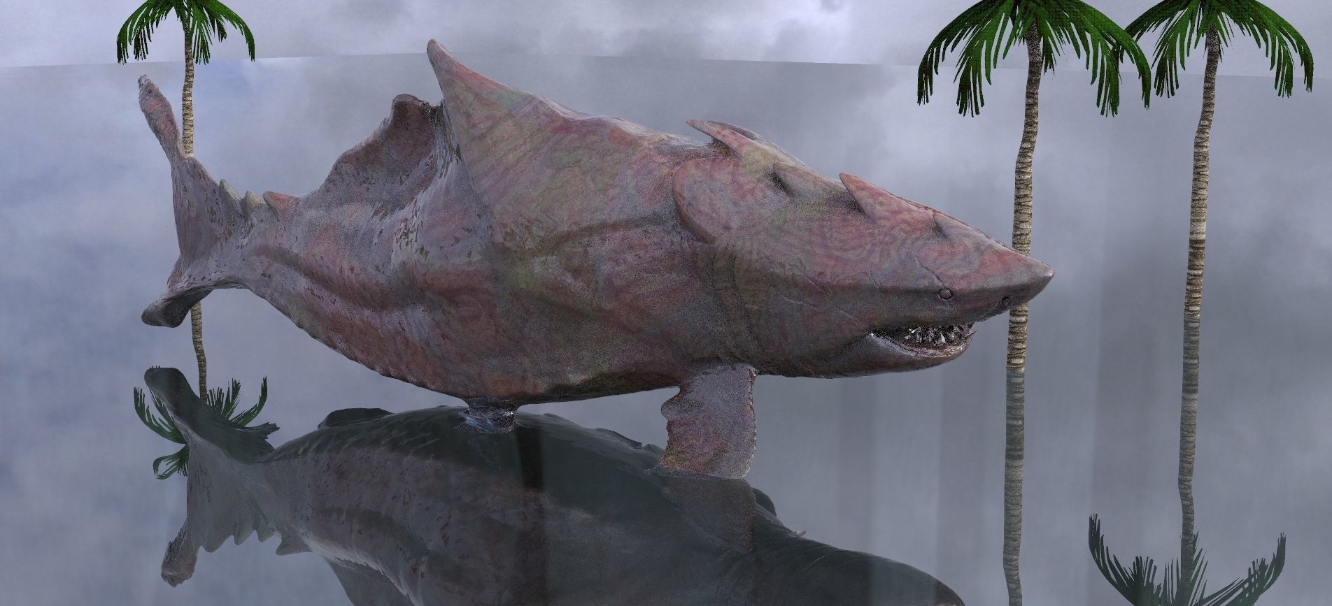 Great White Shark Hybrid With UVs and texture 3D model_8