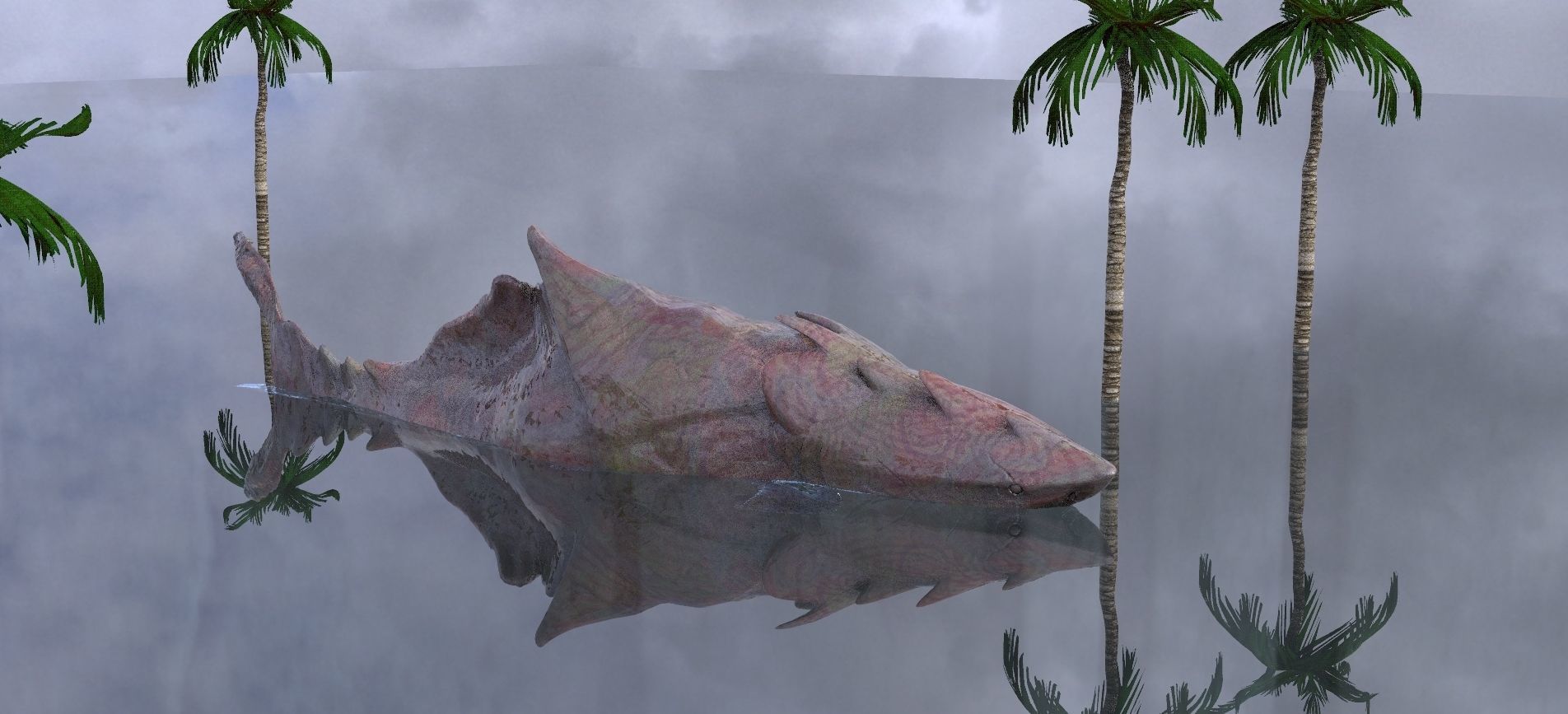 Great White Shark Hybrid With UVs and texture 3D model_7