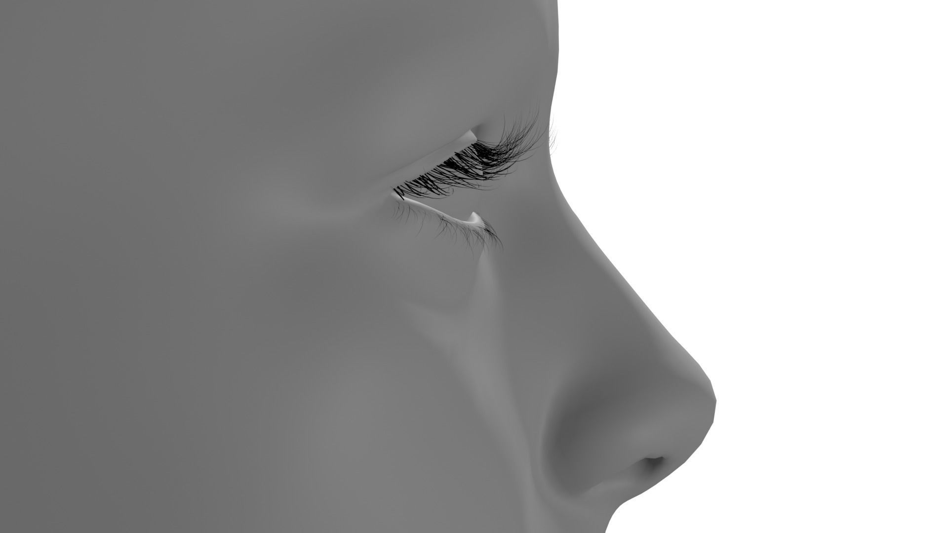 Eyelashes curly Low-poly 3D model_1