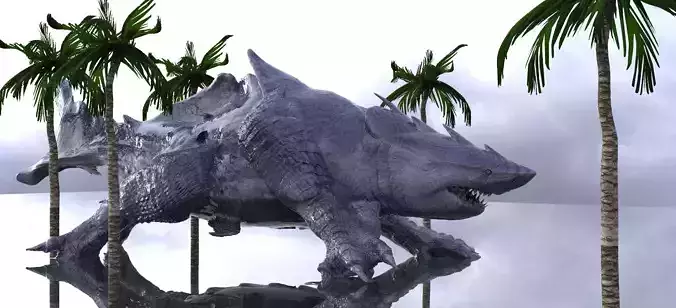 Megalodon Dragon Hybrid with UVs and texture 3D model