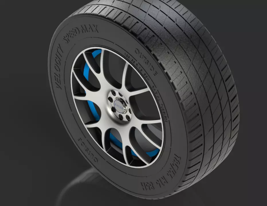 Velocity Speed Max Tire with Racer Rim Free 3D print model