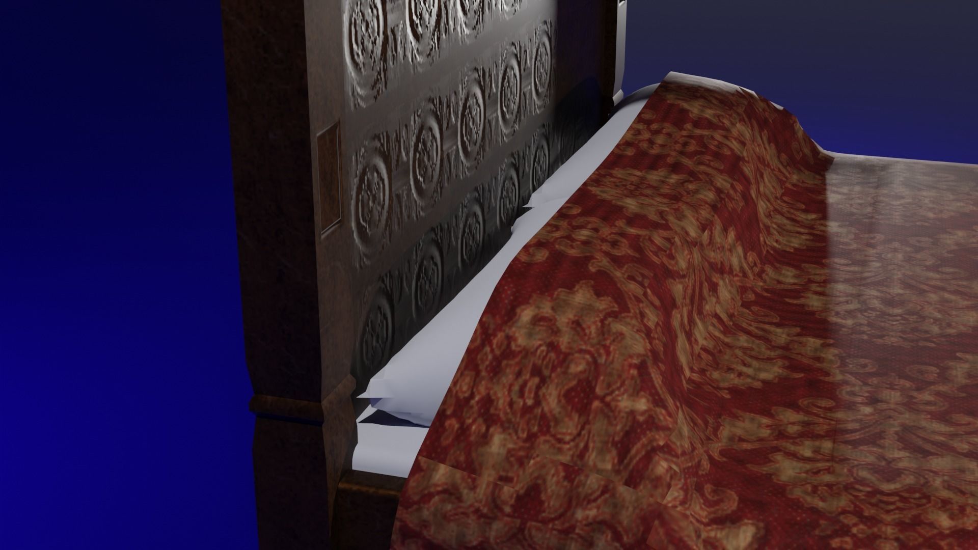 Four Poster Bed Low-poly 3D model_3