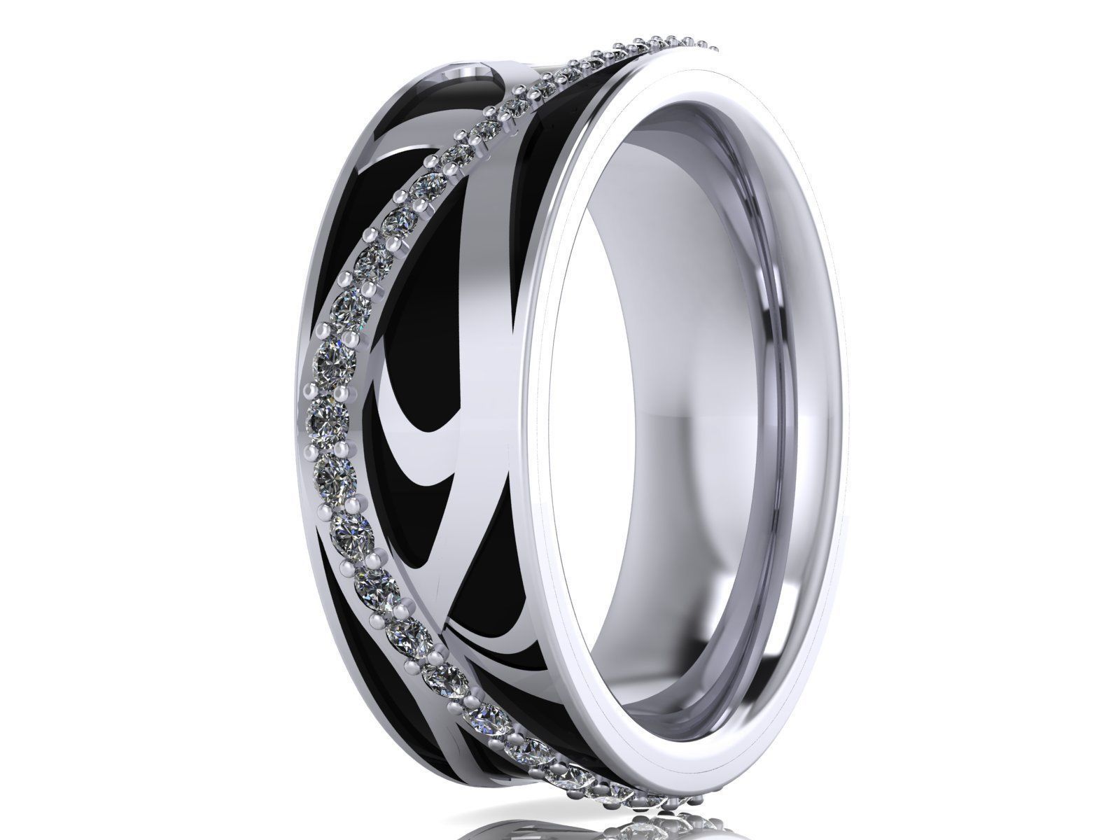 Black Pattern Diamond Ring 3D print model_6