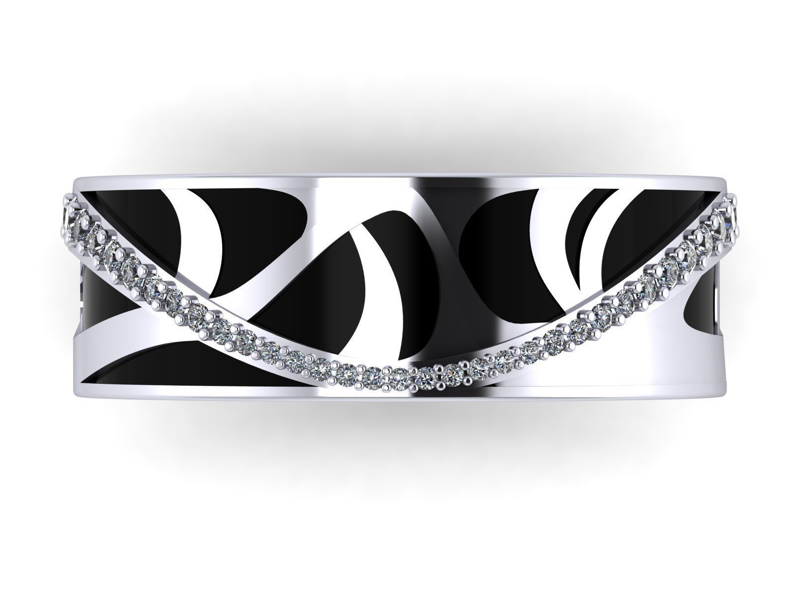 Black Pattern Diamond Ring 3D print model_2