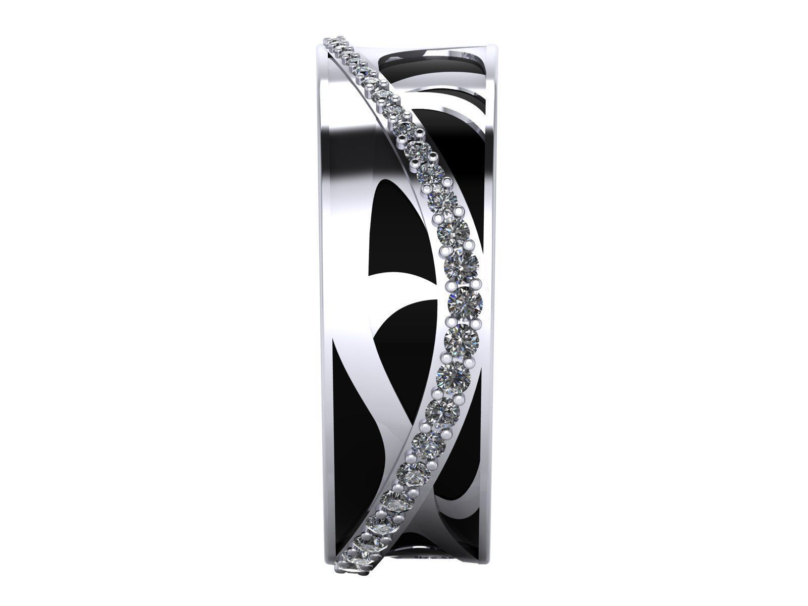 Black Pattern Diamond Ring 3D print model_4